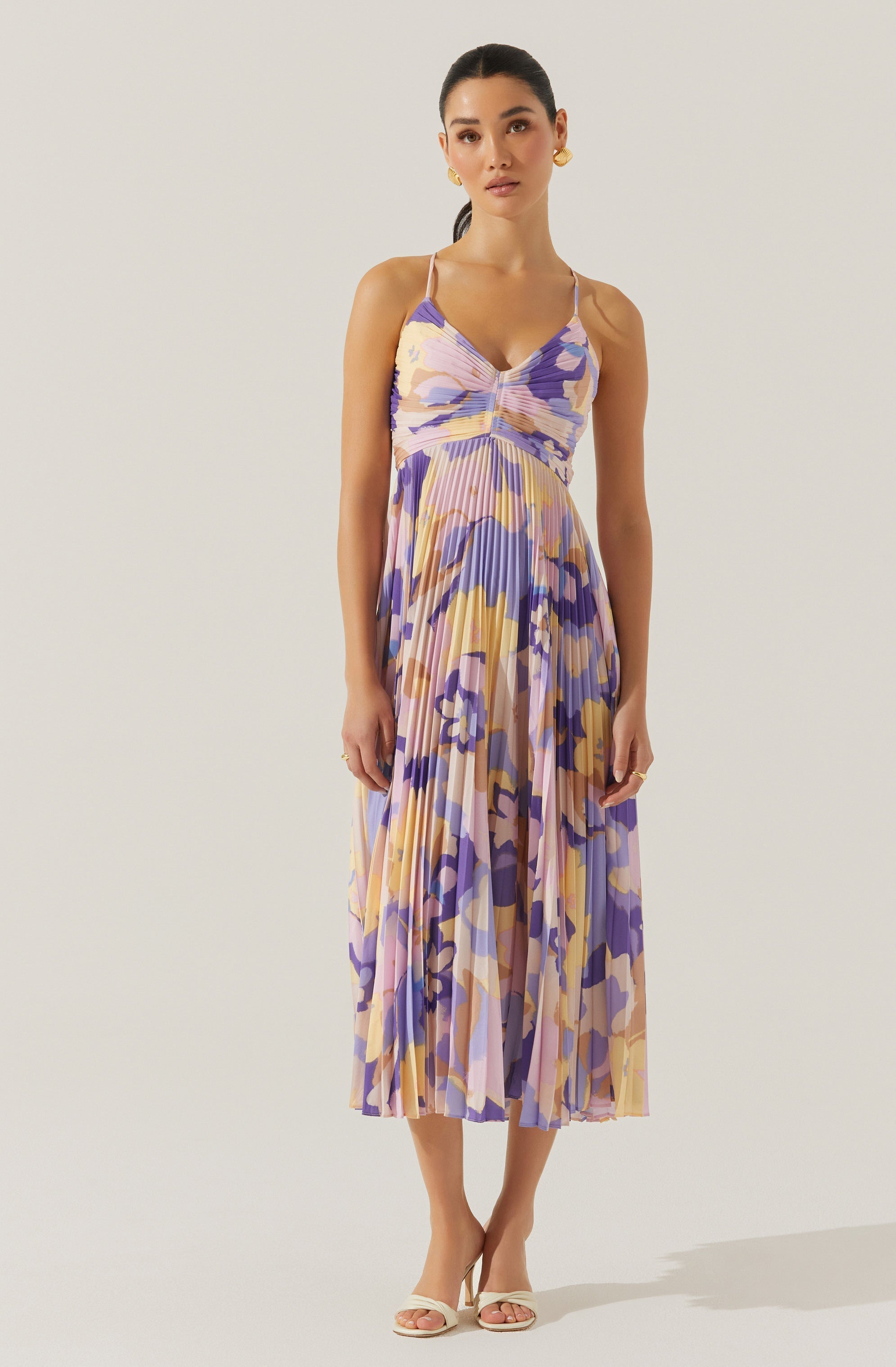 Blythe Floral Plisse Midi Dress