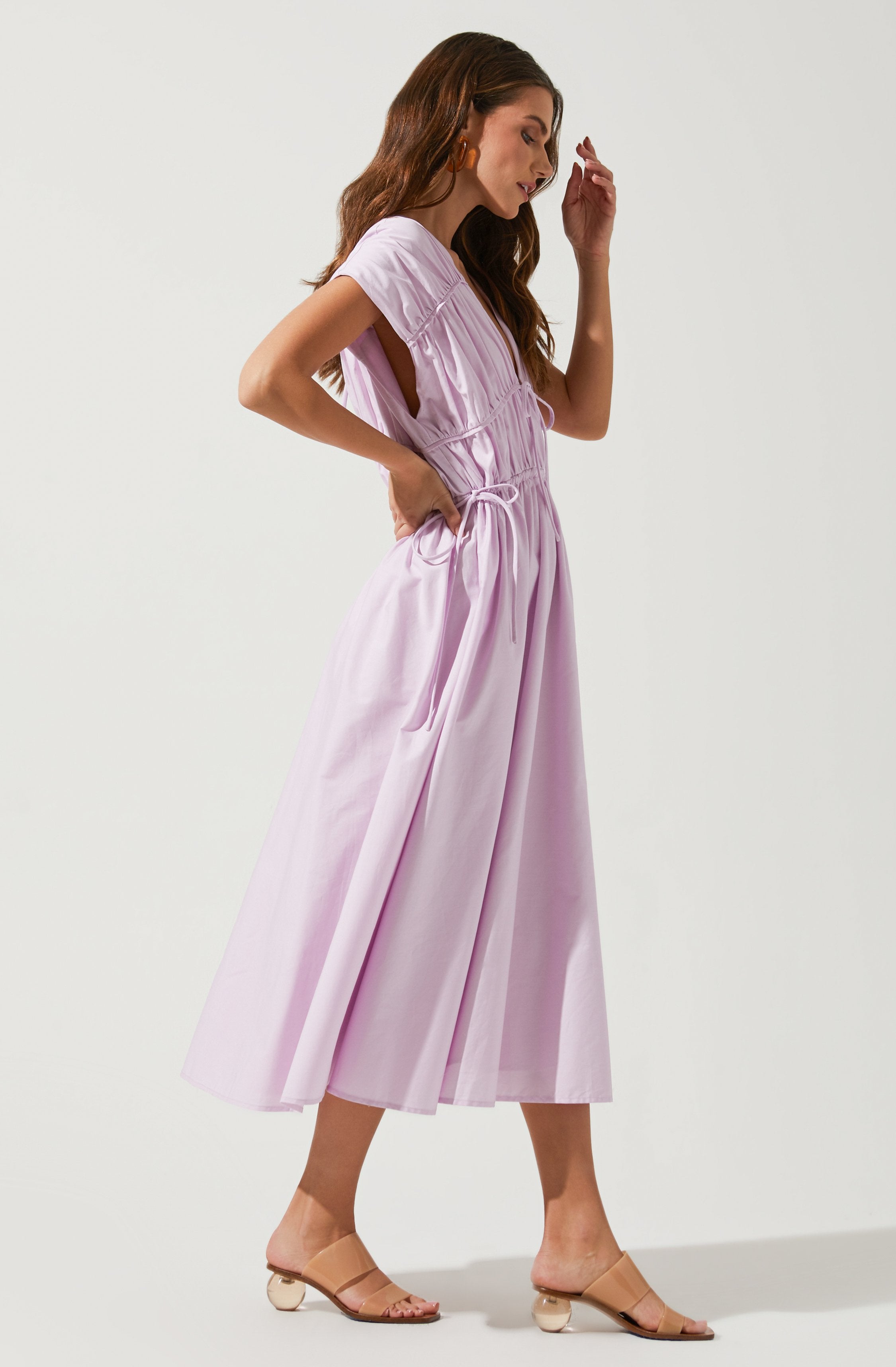 Lorrie Sleeveless Ruched Midi Dress