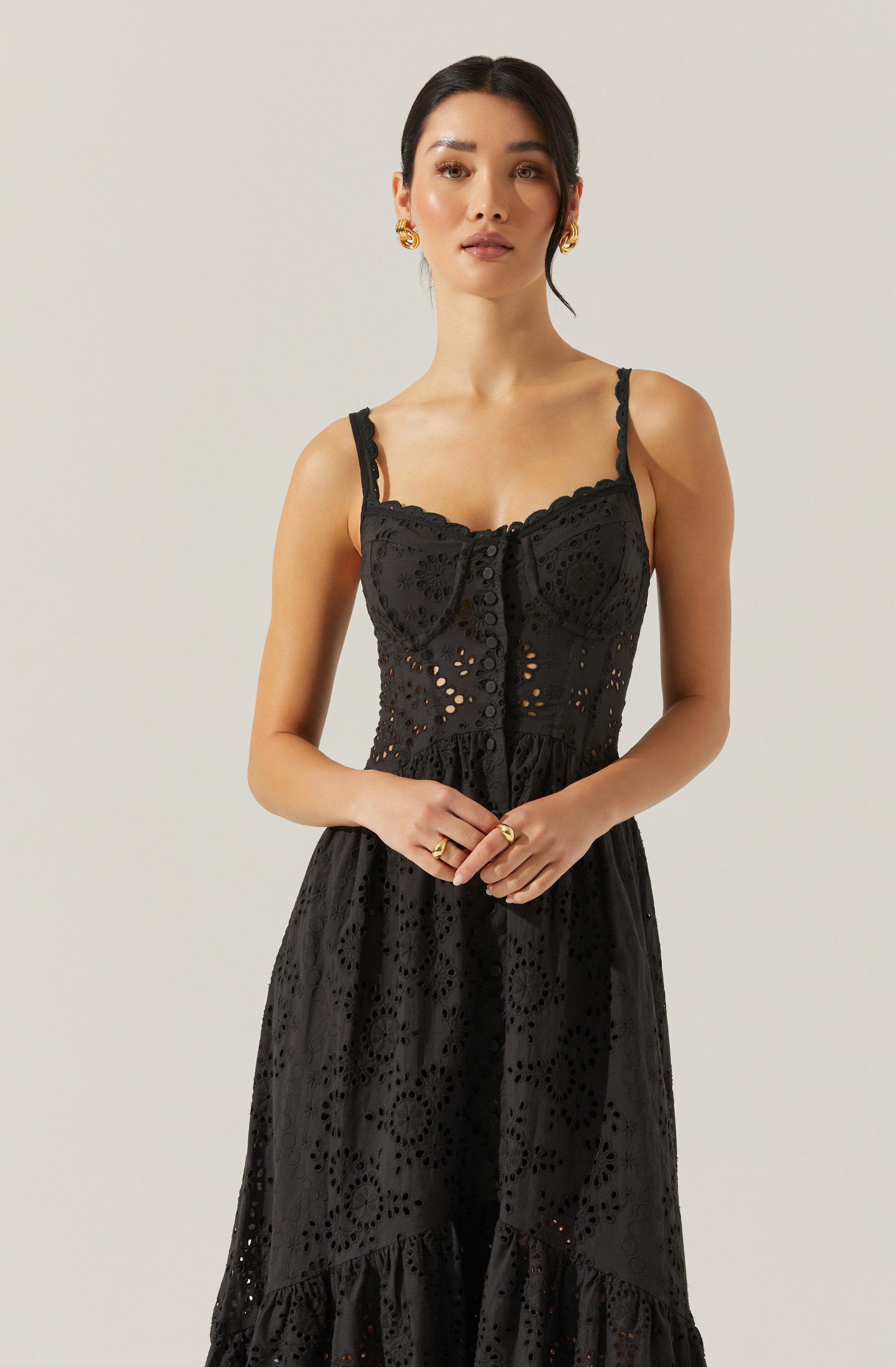 Yamila Eyelet Corset Midi Dress