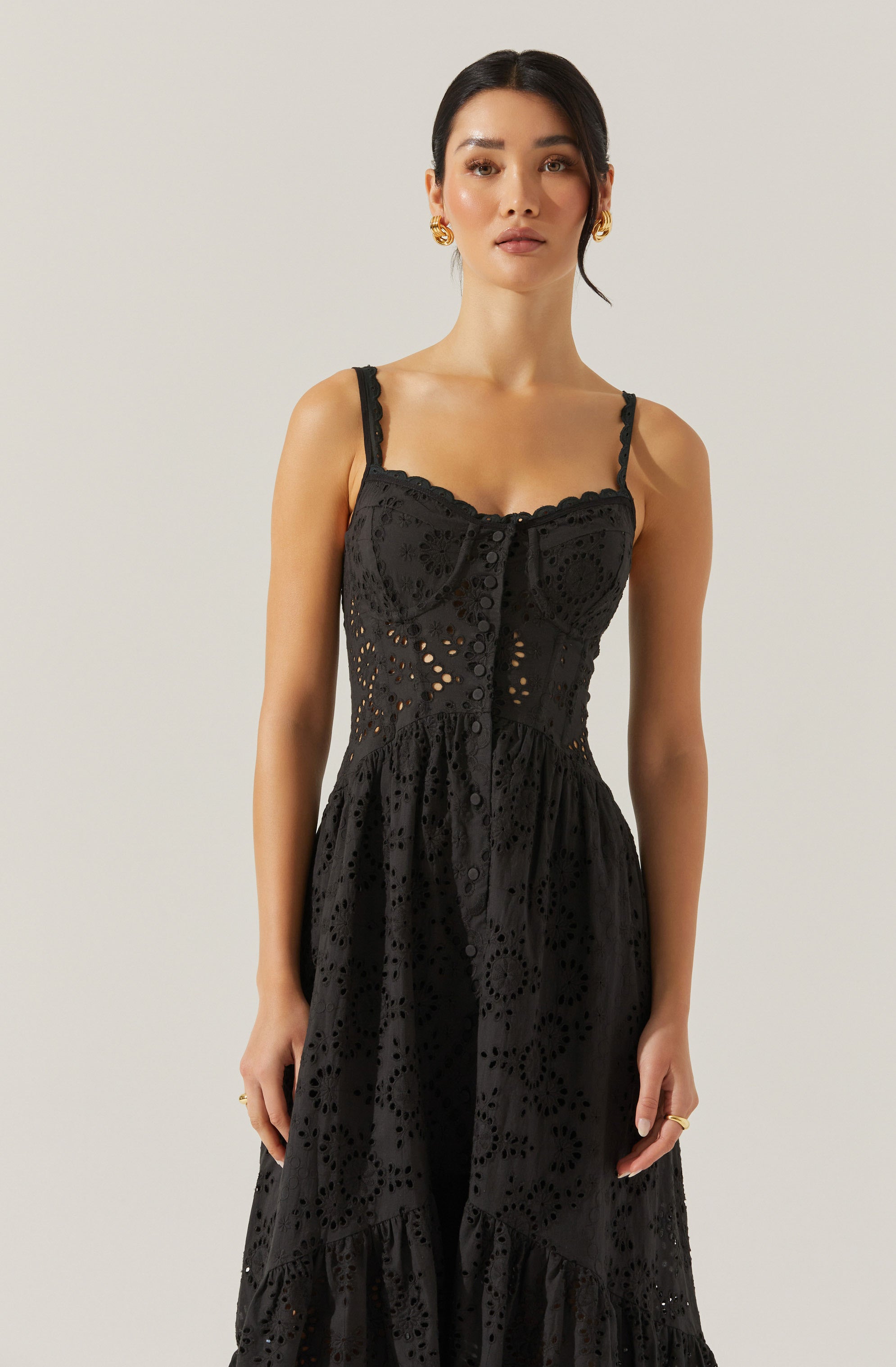 Yamila Eyelet Corset Midi Dress