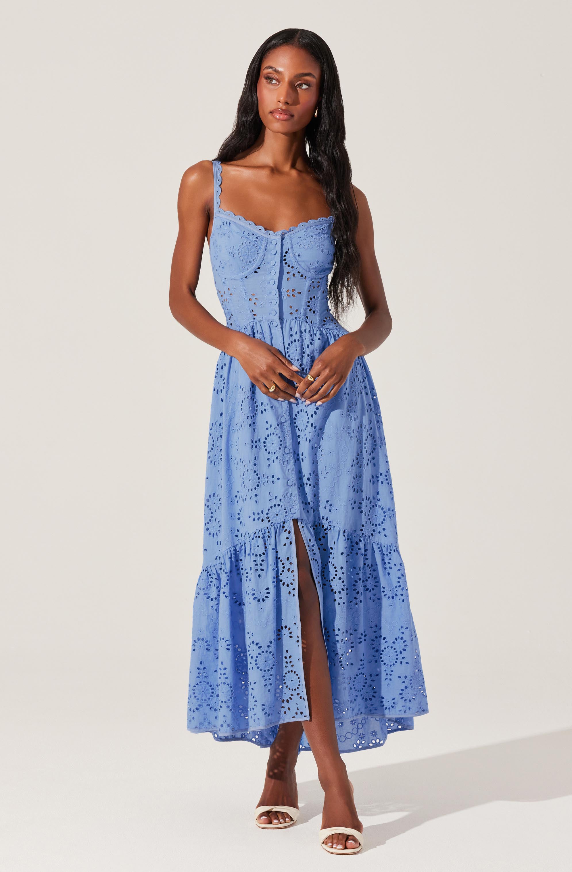 Yamila Eyelet Corset Midi Dress