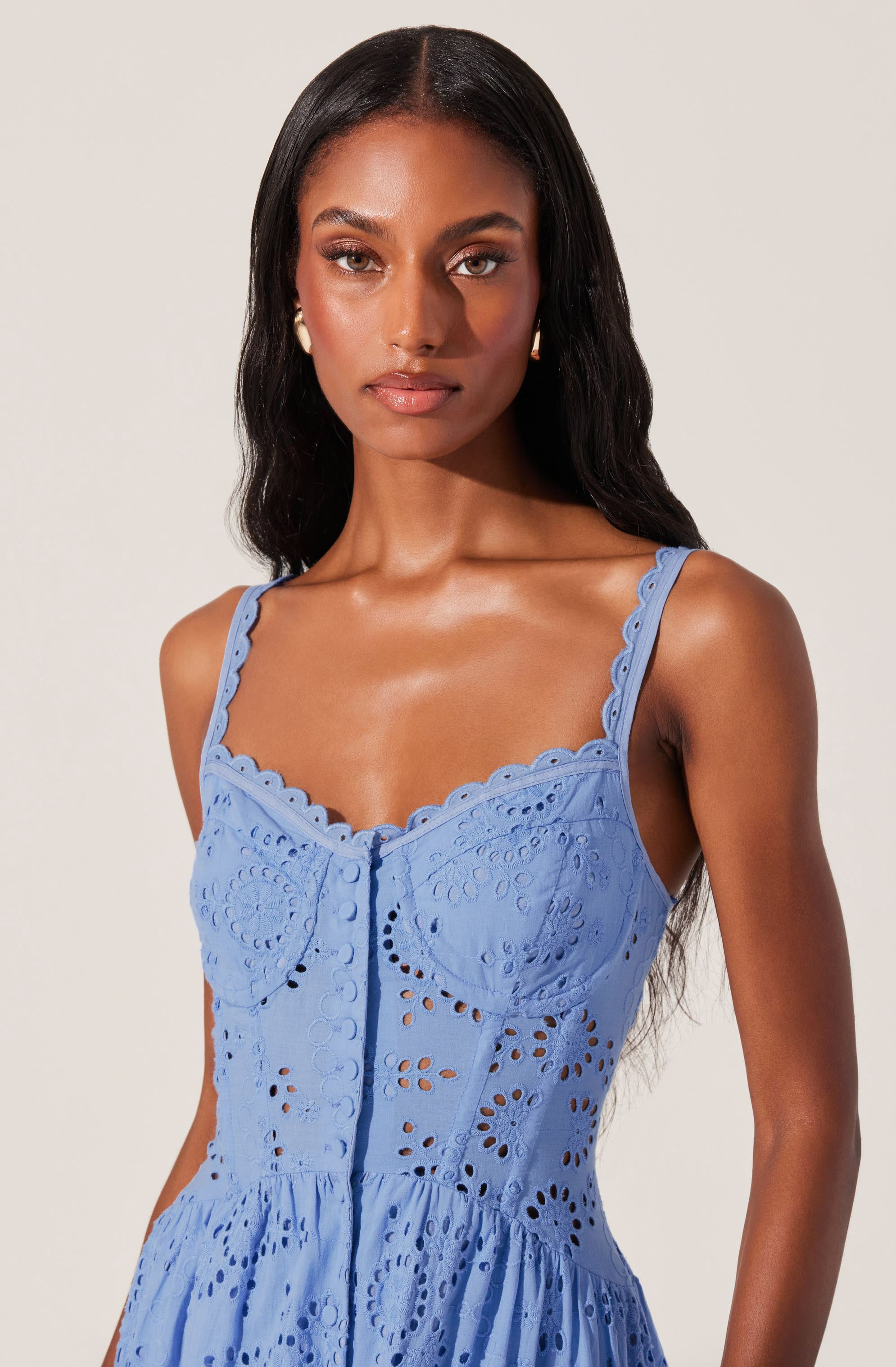 Yamila Eyelet Corset Midi Dress