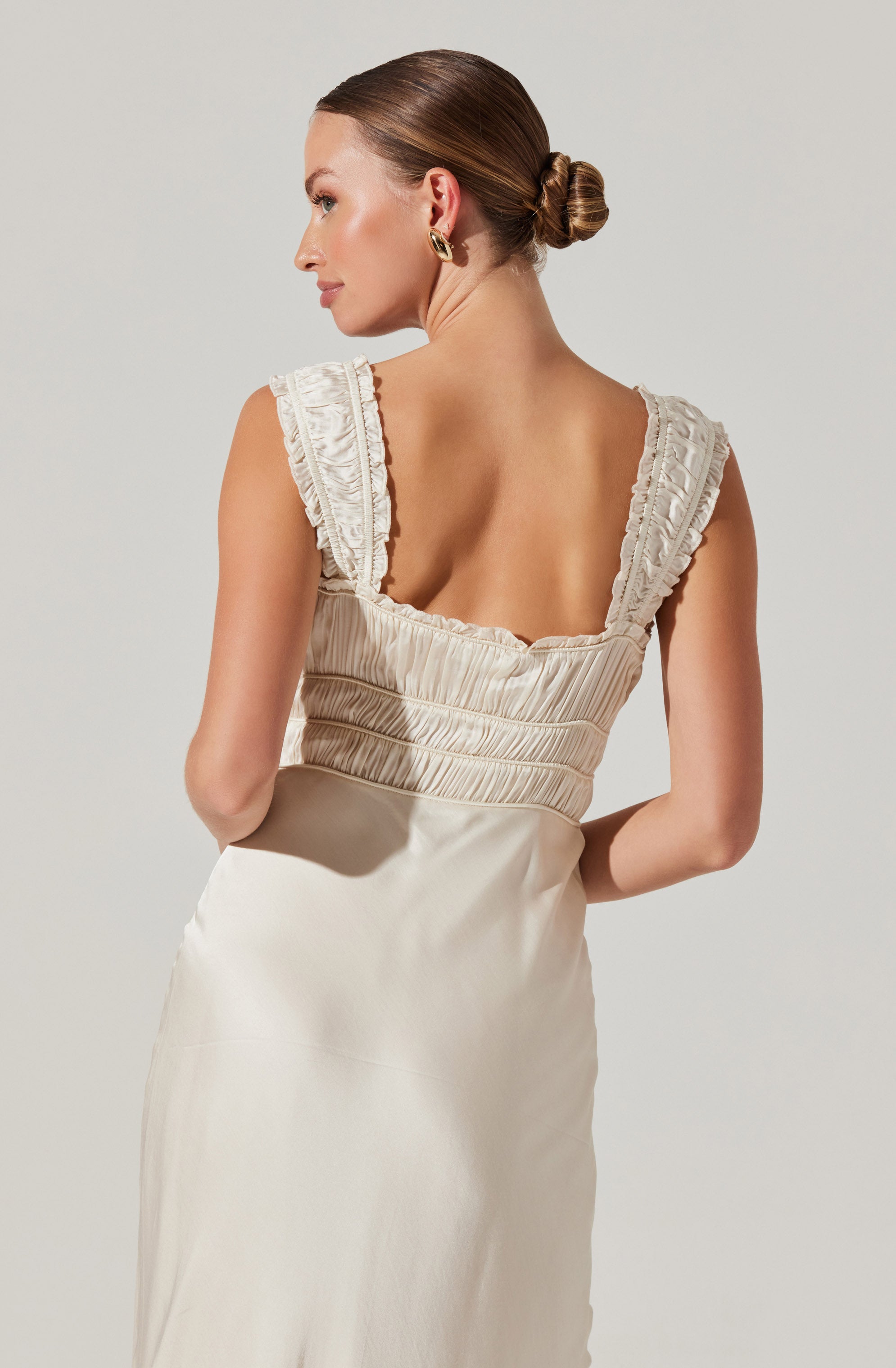 Enola Satin Smocked Midi Dress