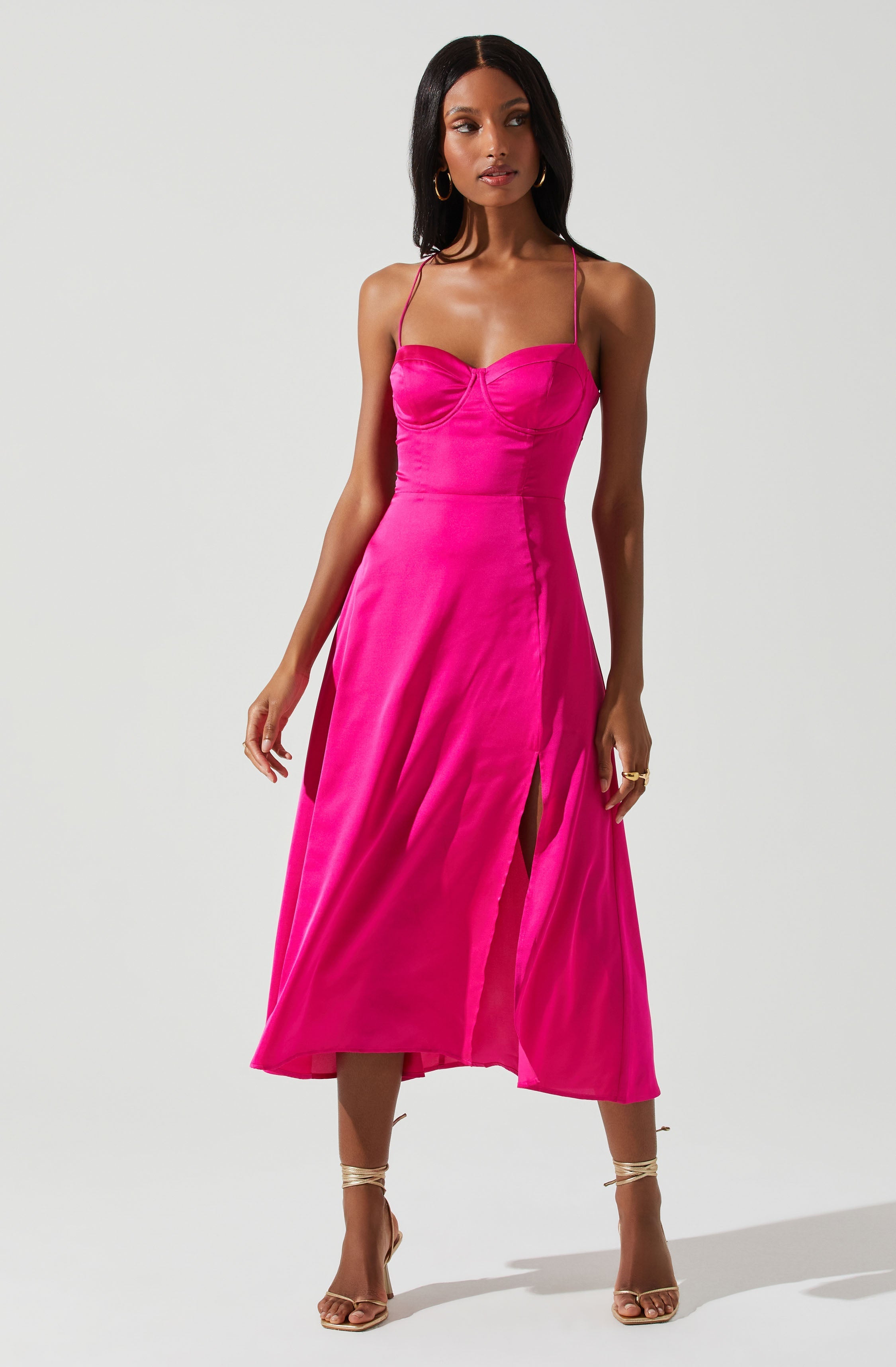 Gala Bustier Cross Strap Midi Dress