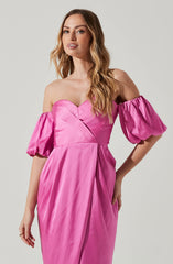 Zurina Off Shoulder Puff Sleeve Midi Dress