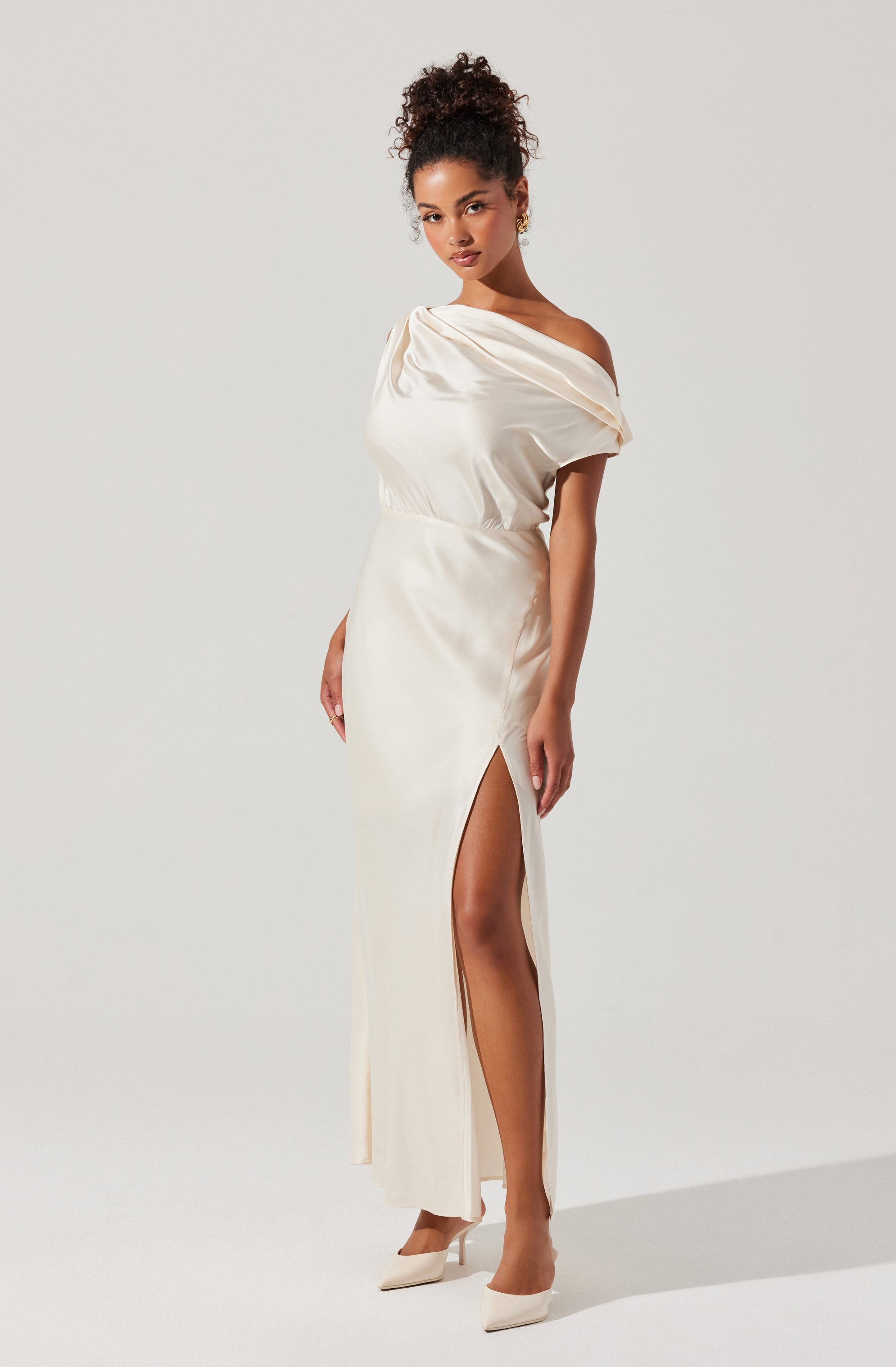 Monroe Satin Off Shoulder Dress
