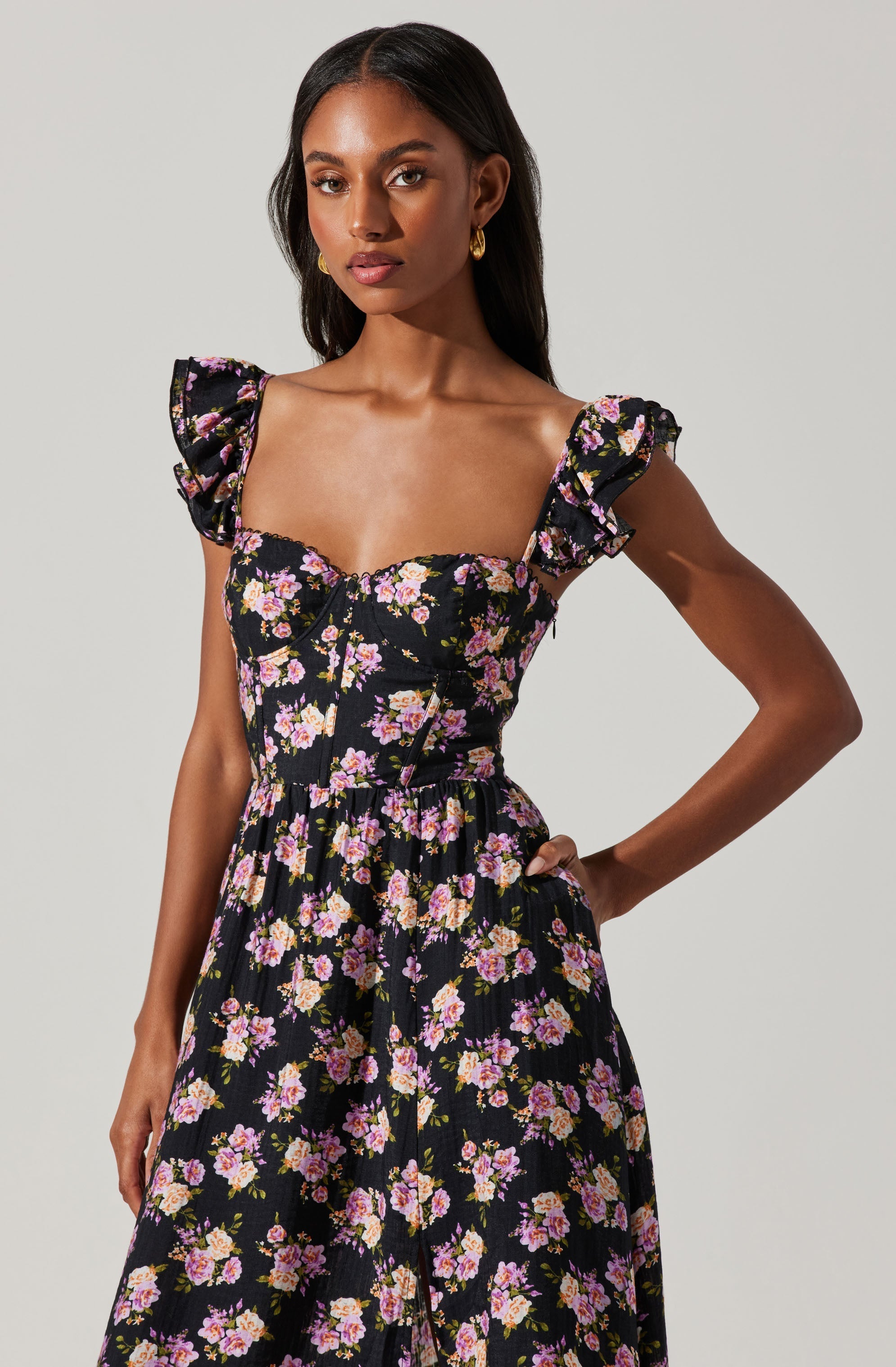Wedelia Floral Bustier Midi Dress