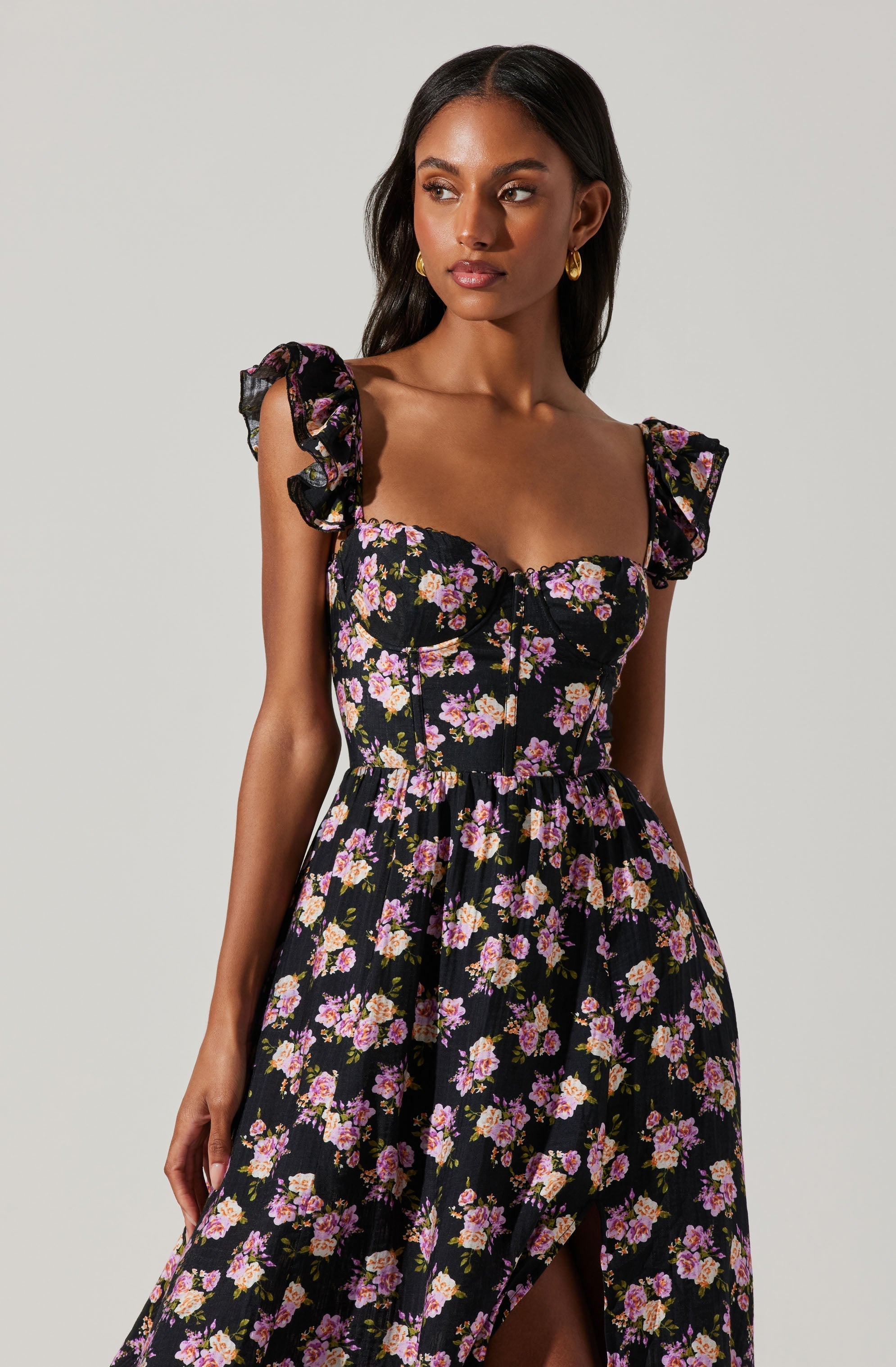 Wedelia Floral Bustier Midi Dress