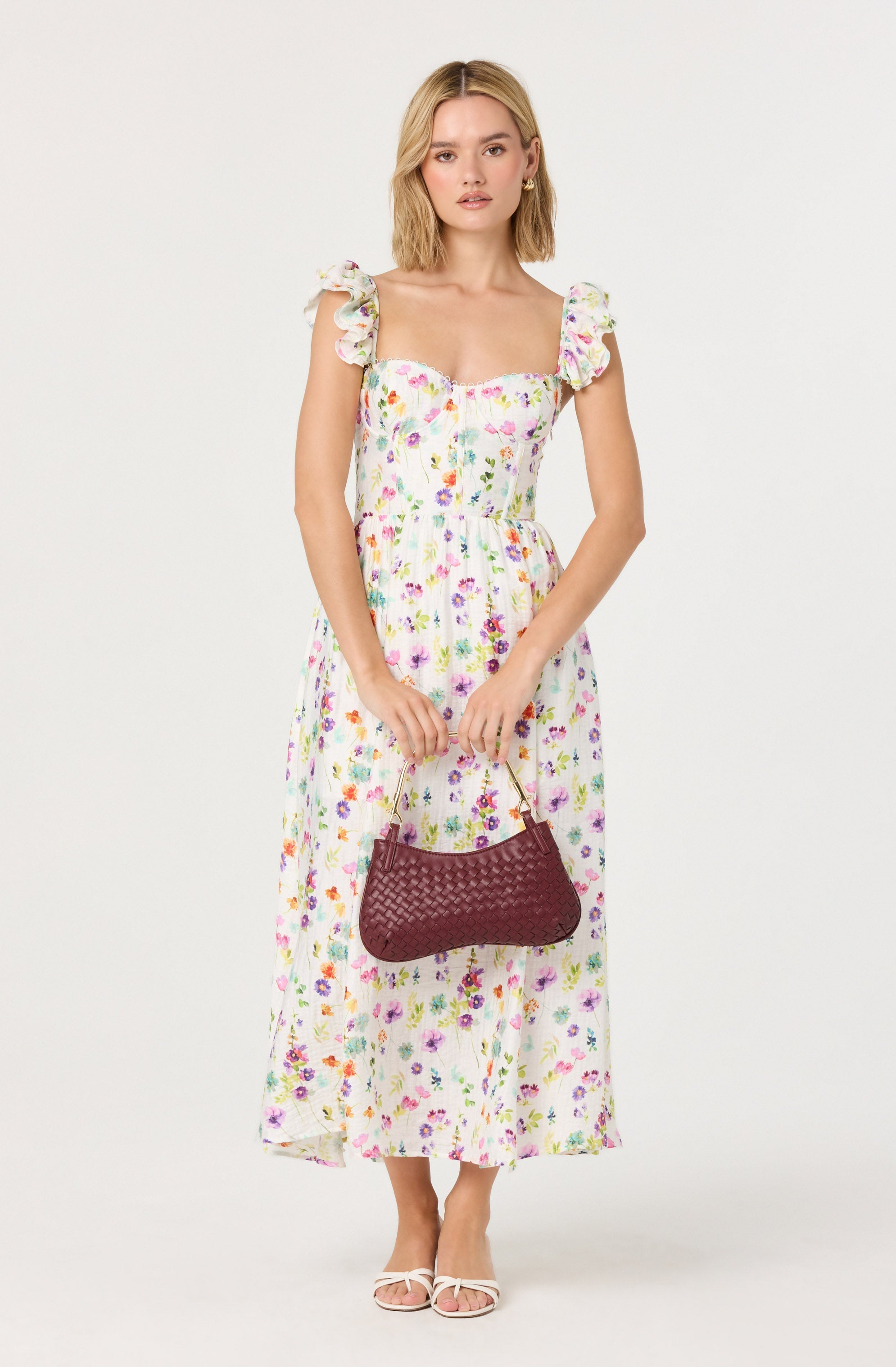 Wedelia Floral Bustier Midi Dress