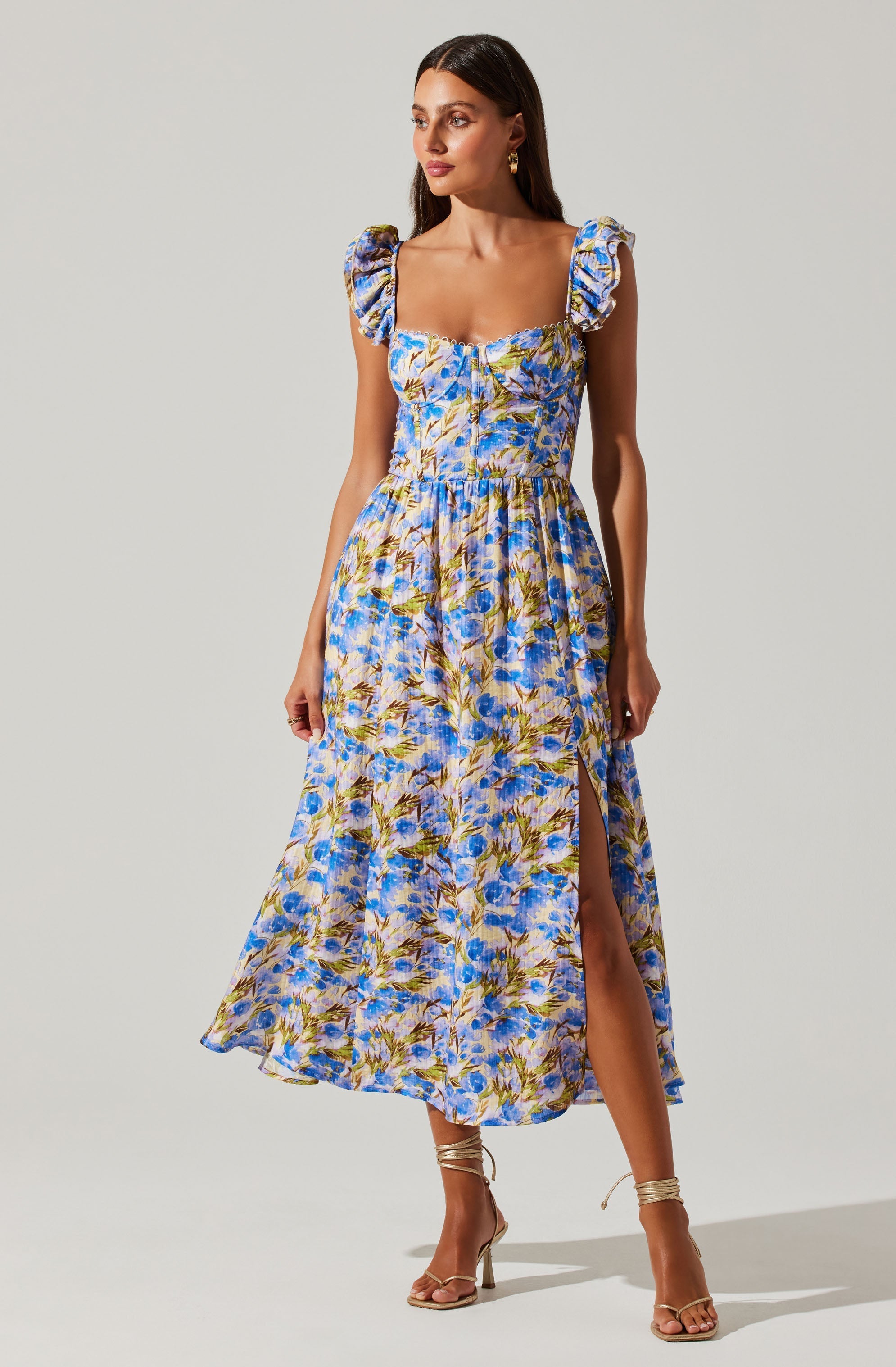 Wedelia Floral Bustier Midi Dress