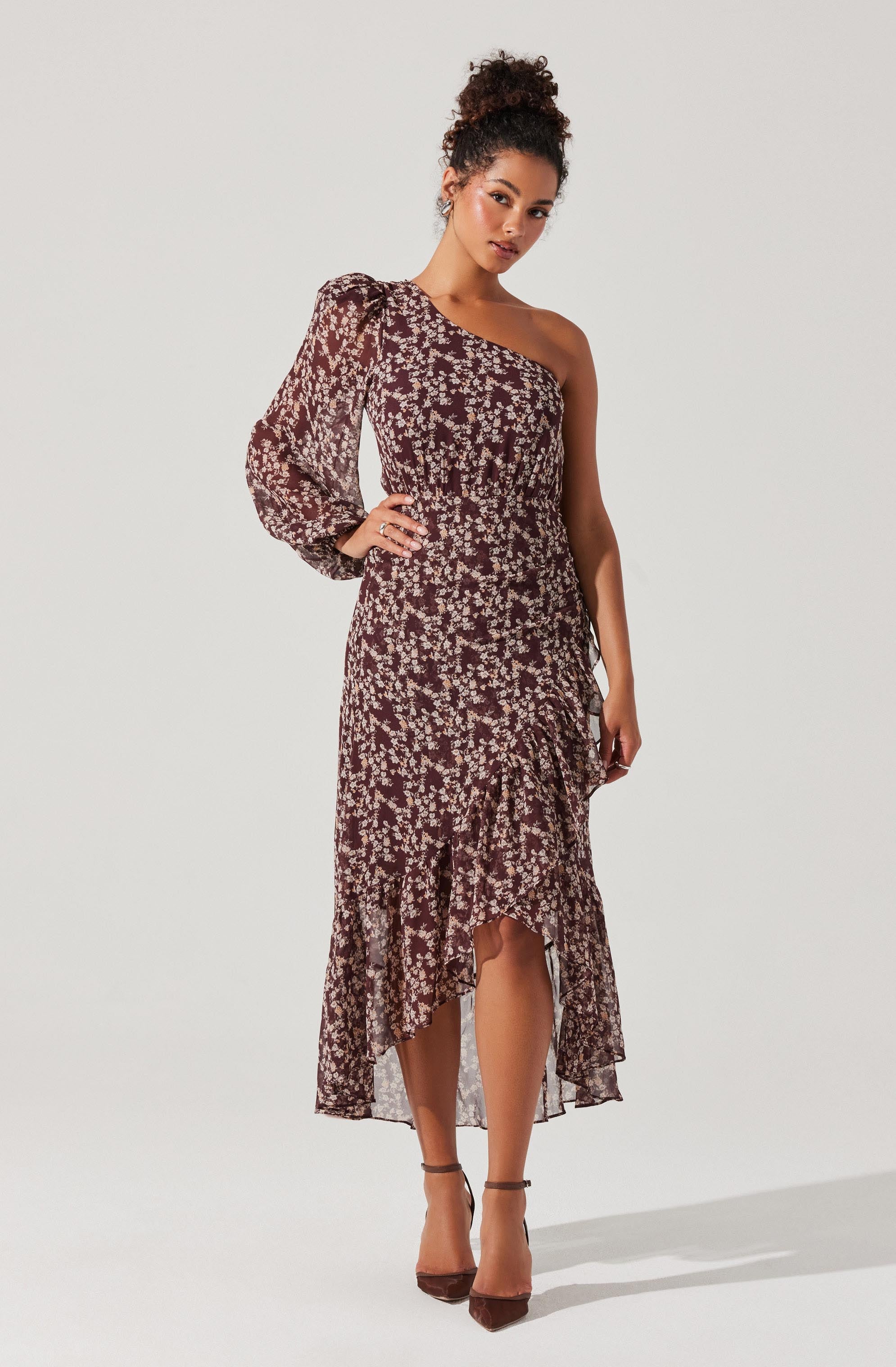 Calista Floral One Shoulder Dress