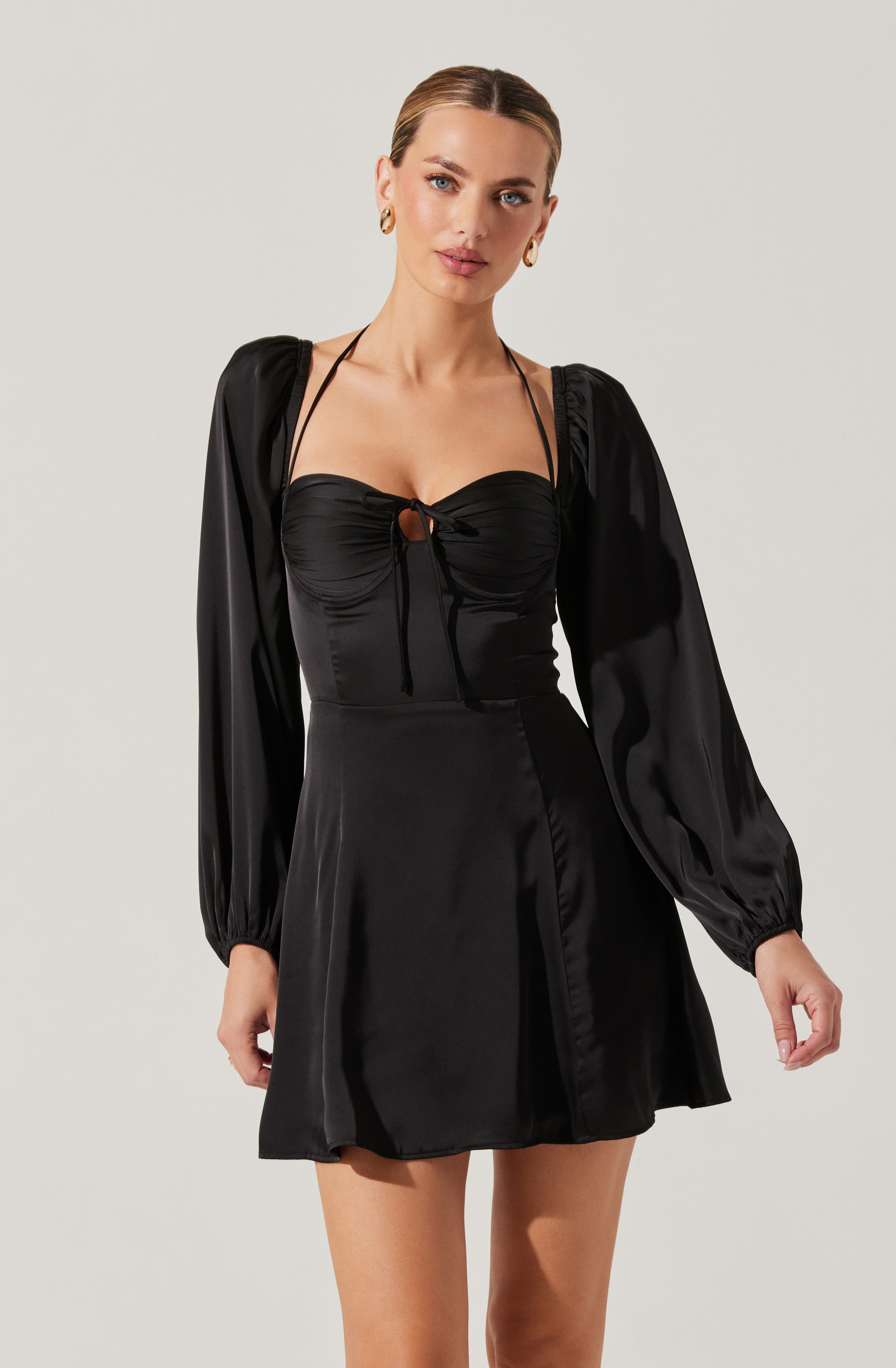 Vivian Satin Halter Mini Dress