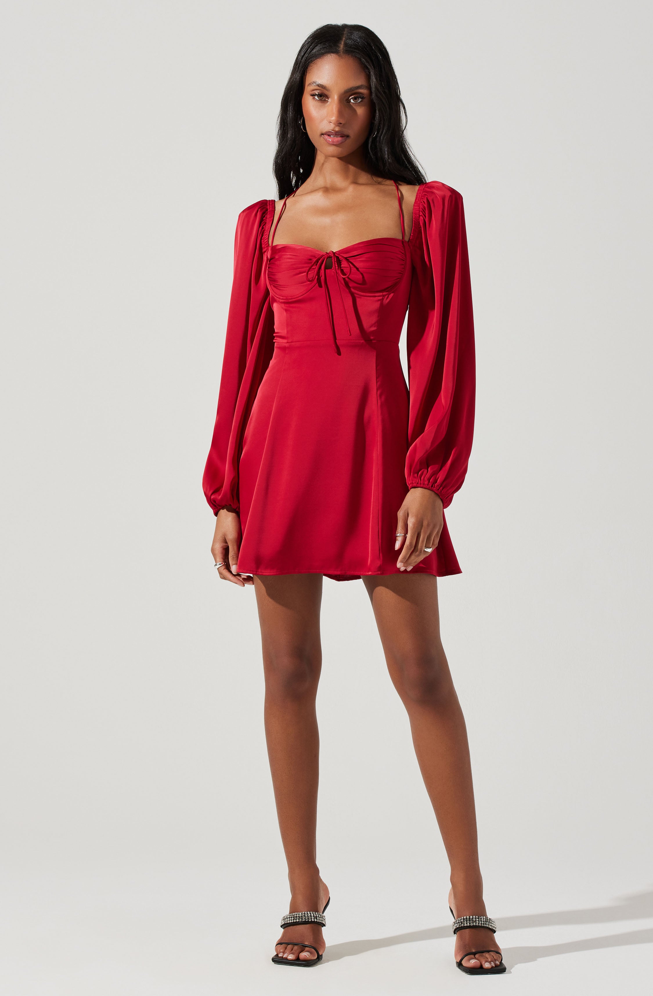 Vivian Satin Halter Mini Dress