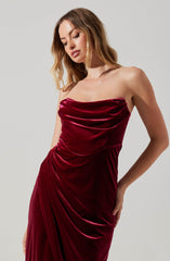 Meghan Velvet Draped Midi Dress