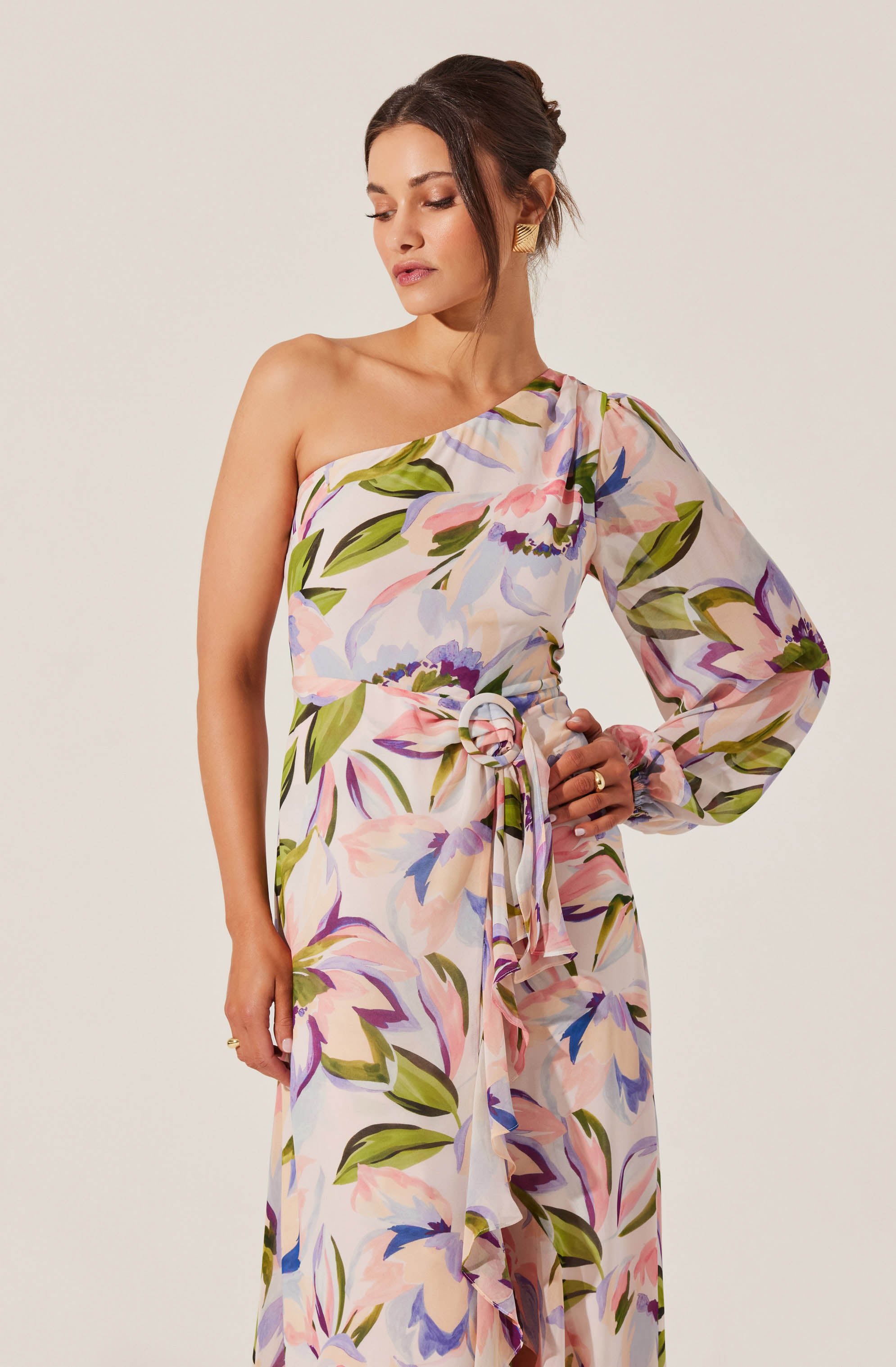 Sandersonia Floral One Shoulder Dress