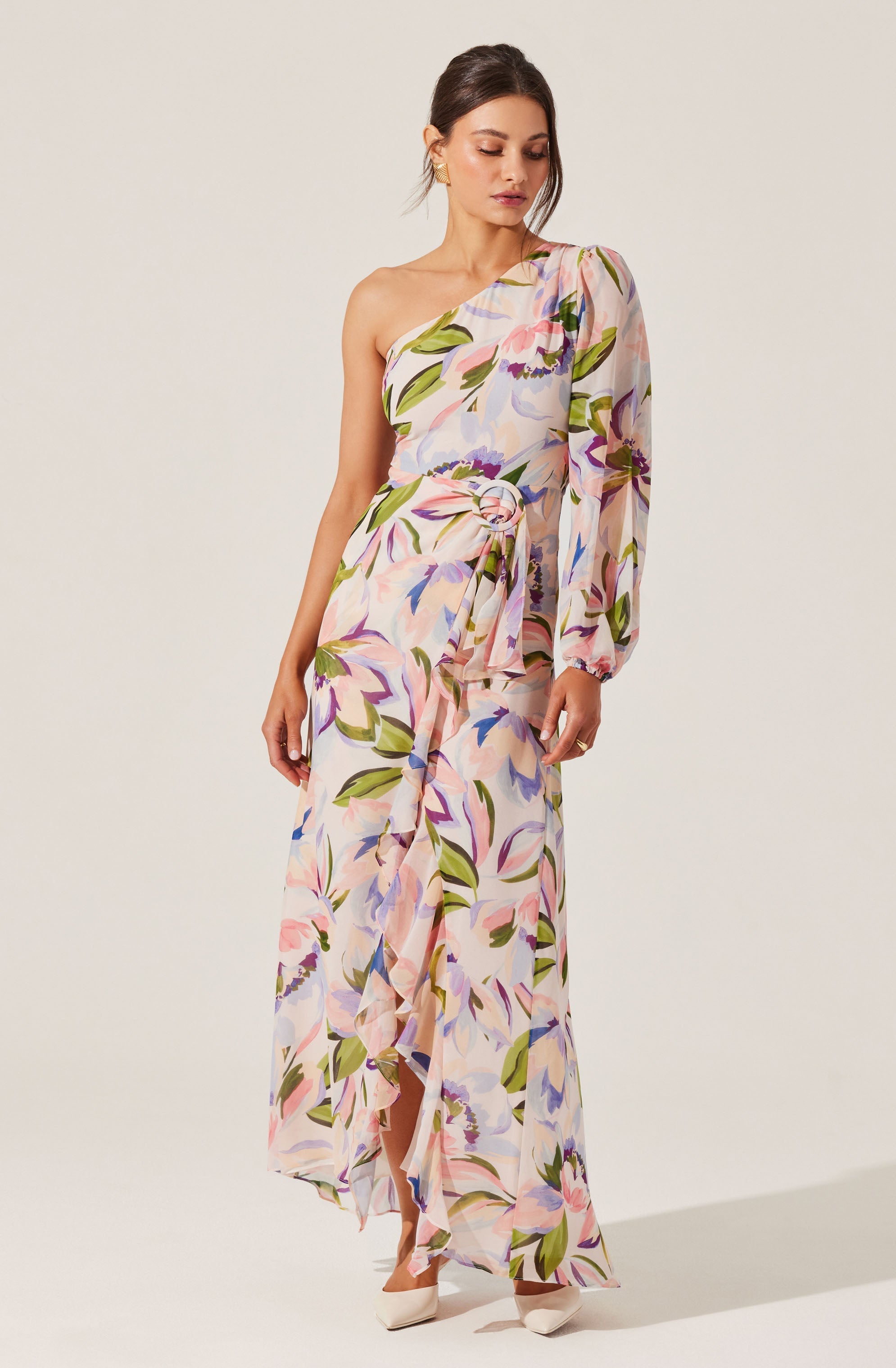 Sandersonia Floral One Shoulder Dress