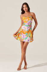 Cerinthe Satin Floral Mini Dress