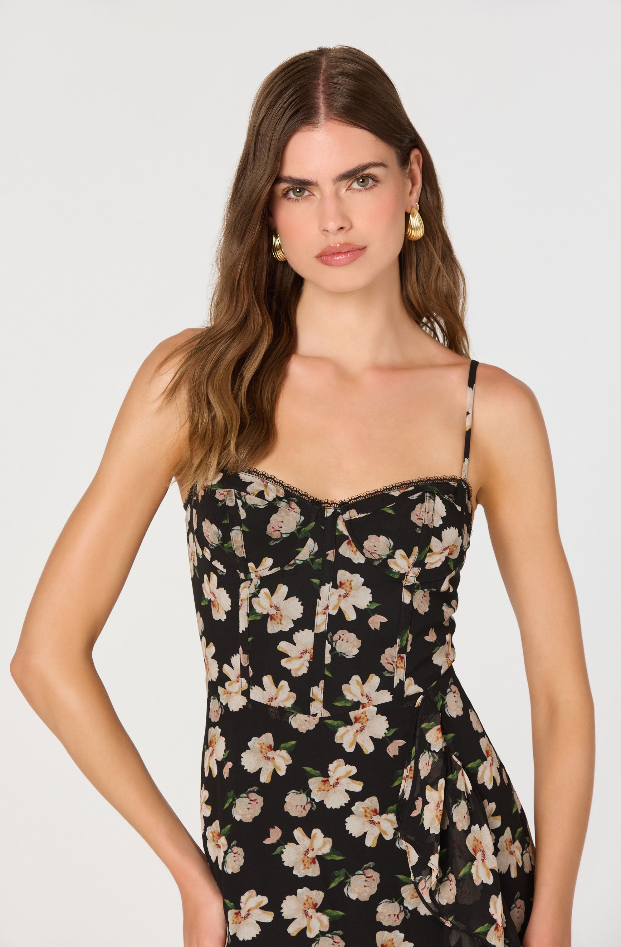 Brisbane Asymmetrical Floral Midi Dress