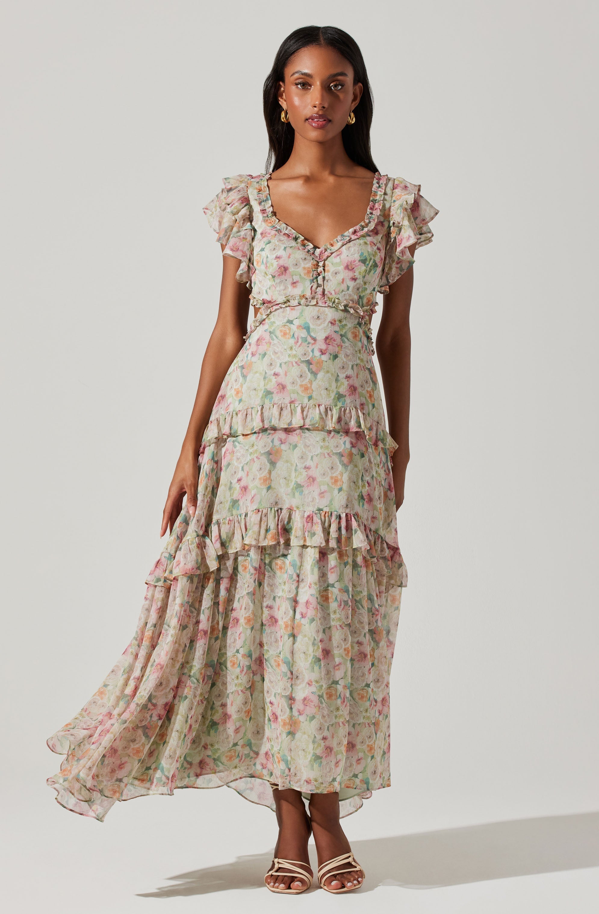 Mable Floral Tiered Ruffle Maxi Dress