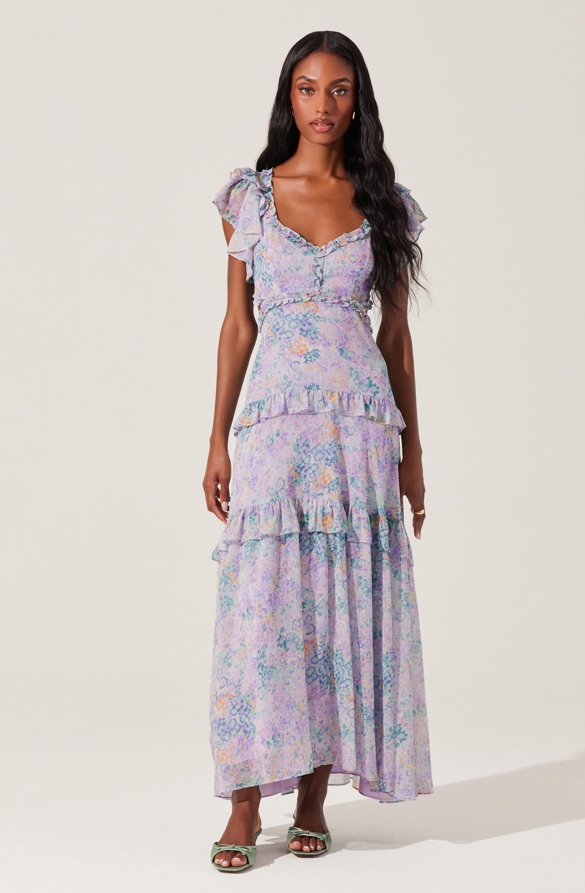 Mable Floral Tiered Ruffle Maxi Dress