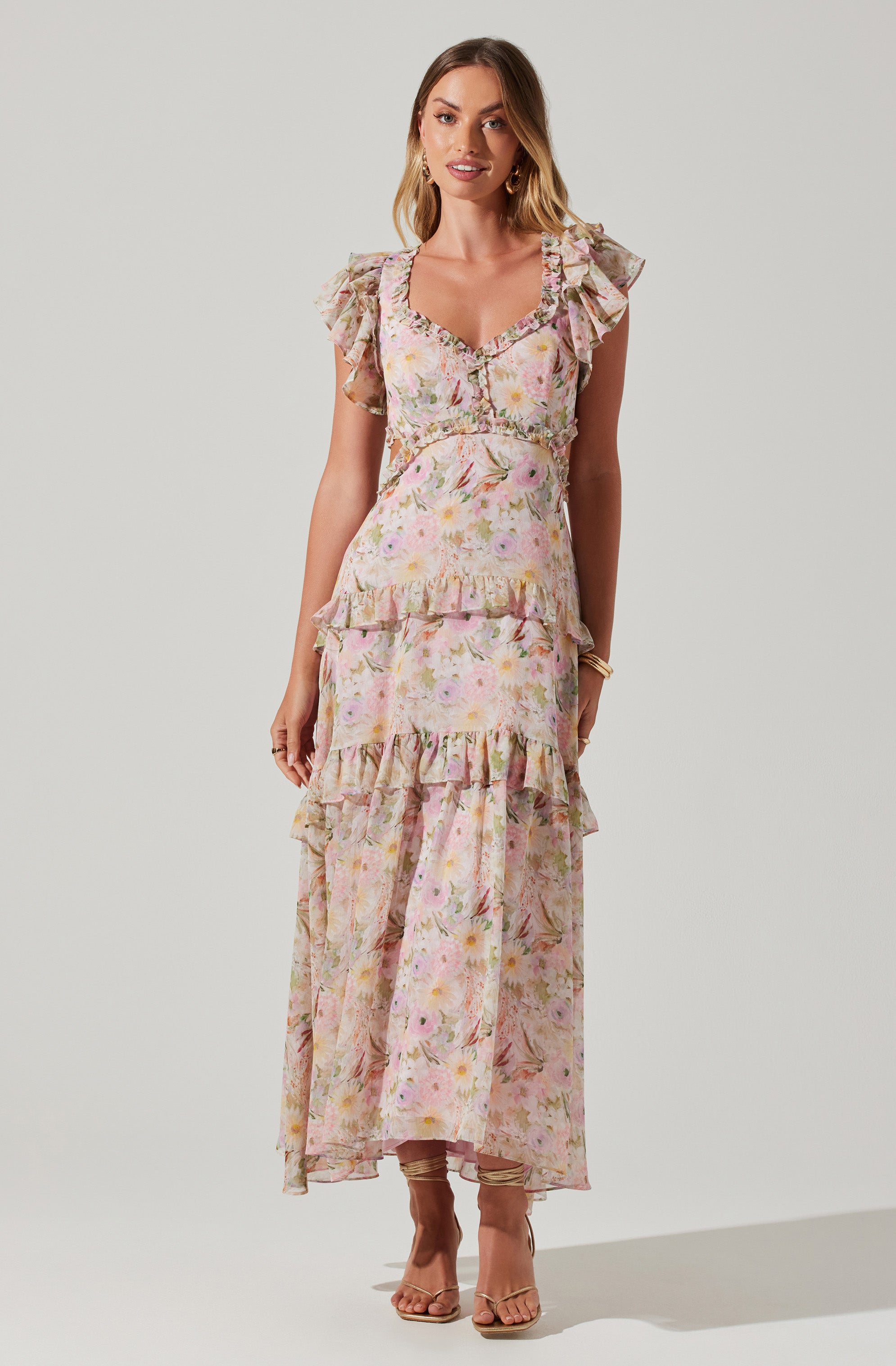 Mable Floral Tiered Ruffle Maxi Dress
