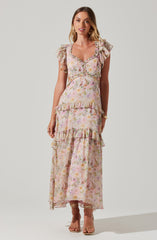 Mable Floral Tiered Ruffle Maxi Dress