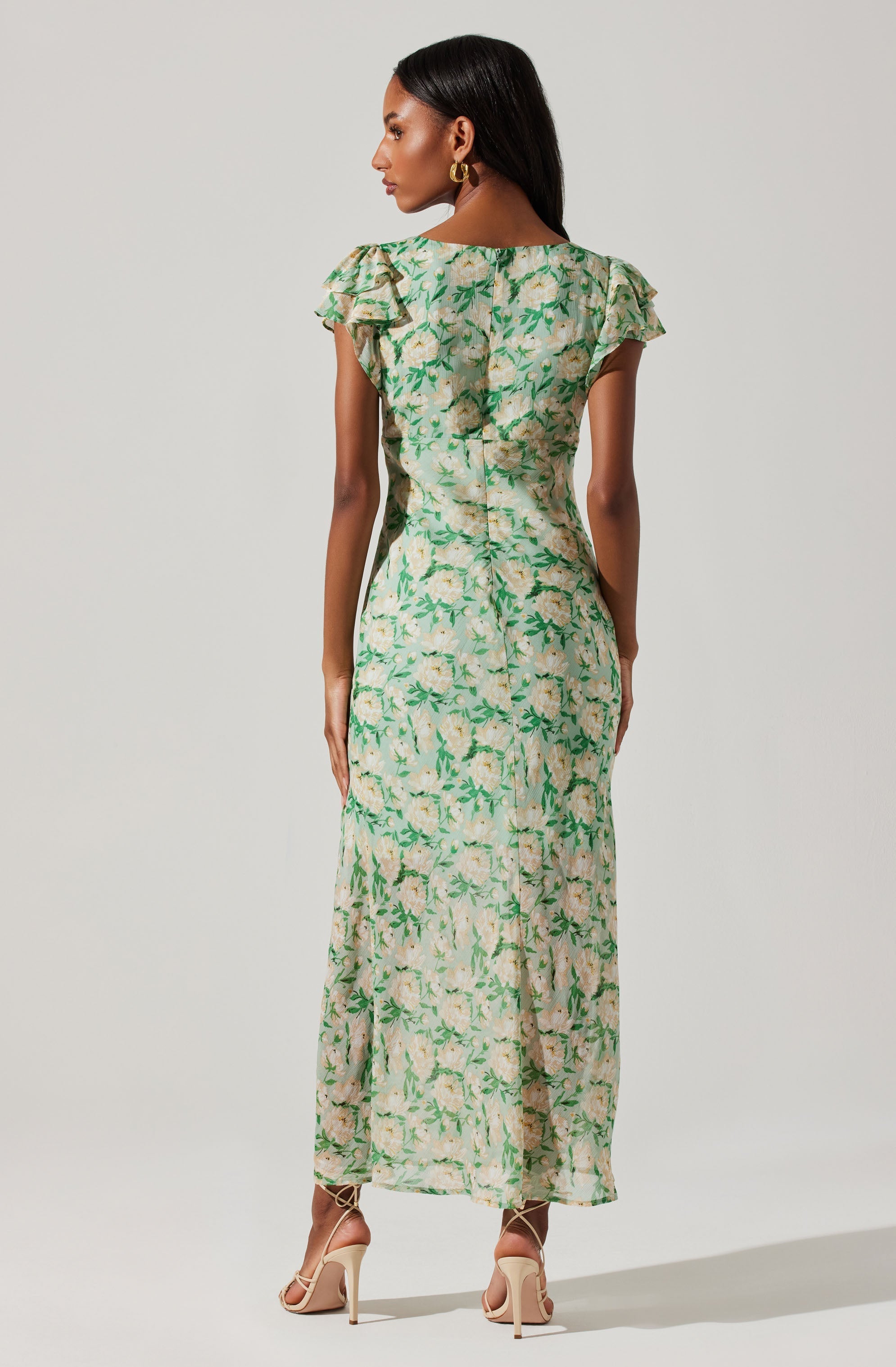 Maisy Floral Flutter Sleeve Midi Dress