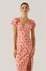 Maisy Floral Flutter Sleeve Midi Dress