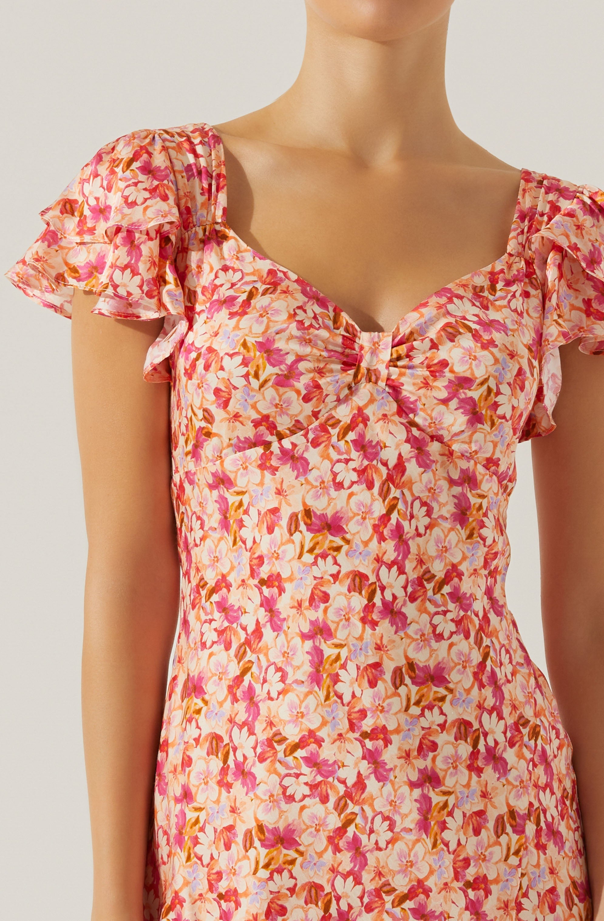 Maisy Floral Flutter Sleeve Midi Dress