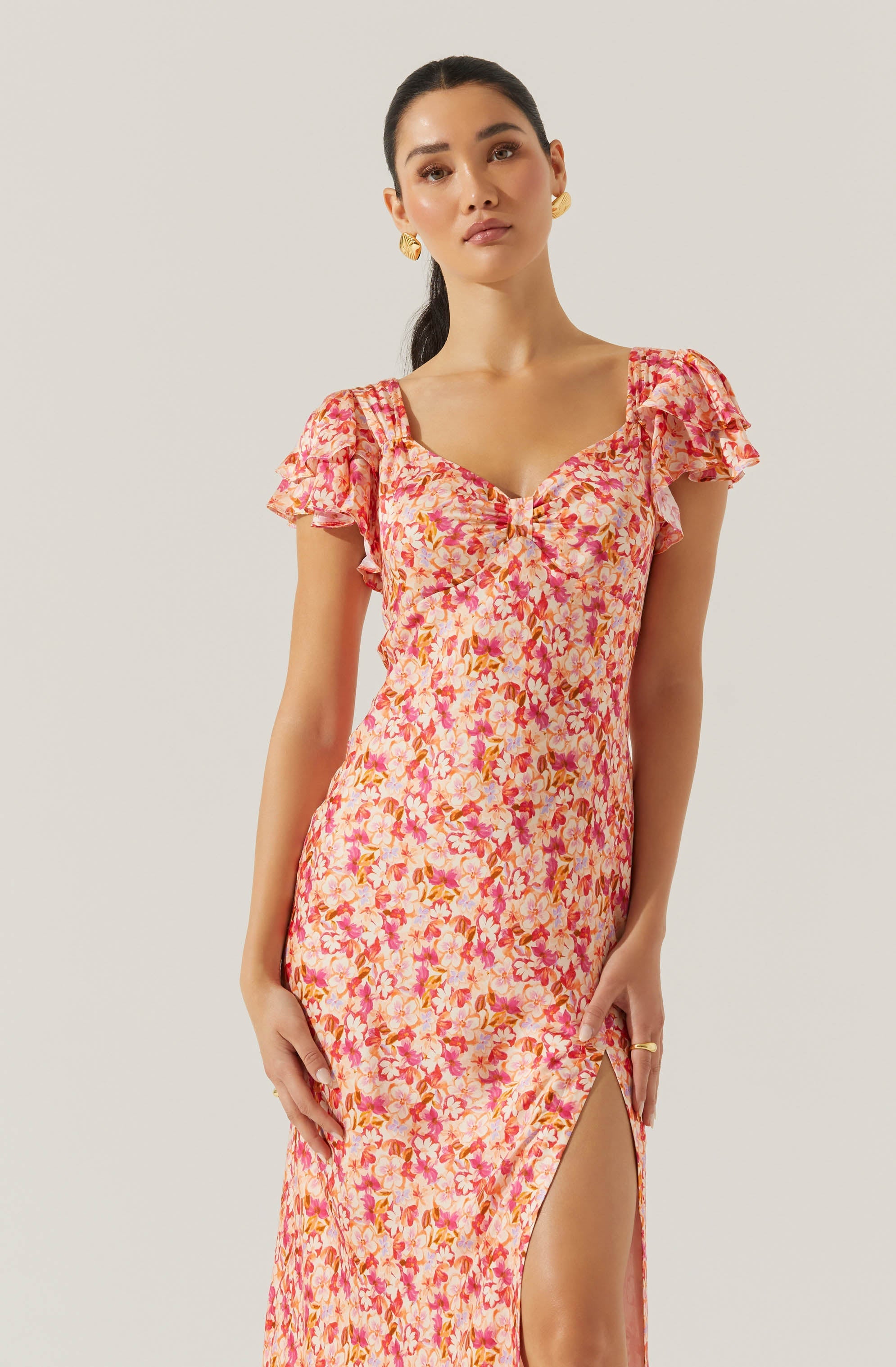 Maisy Floral Flutter Sleeve Midi Dress