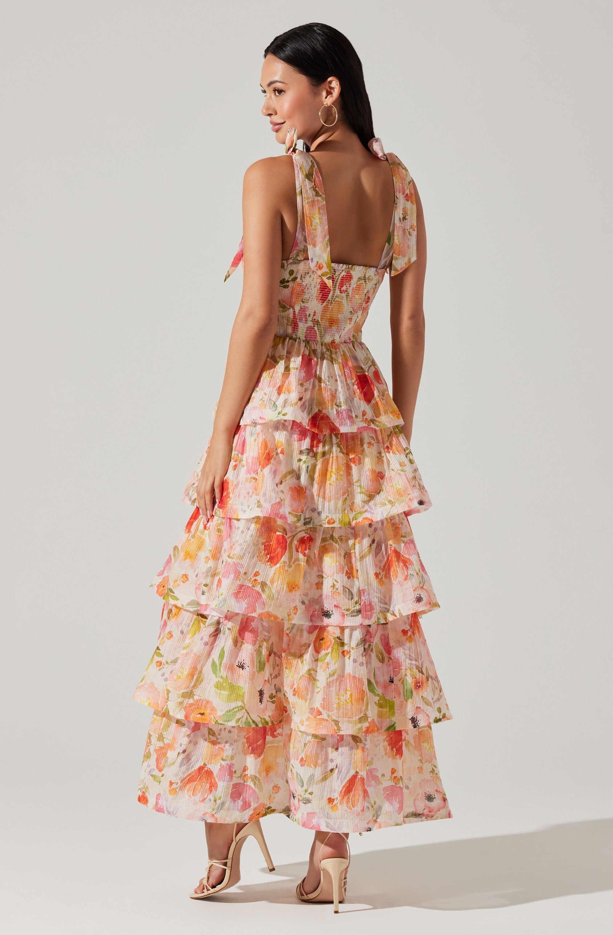 Zirconia Tie Strap Tiered Dress