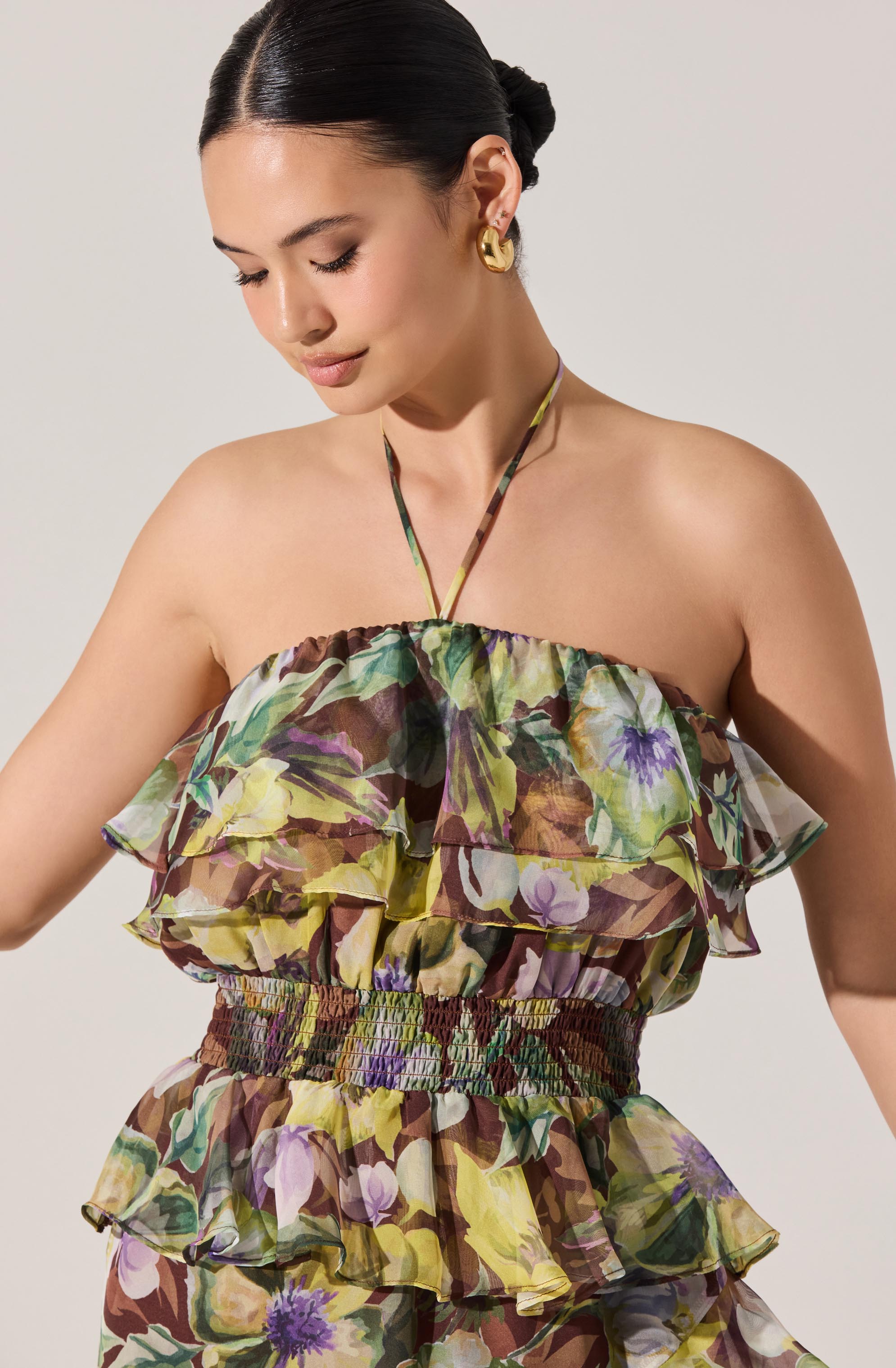 Elena Floral Halter Maxi Dress