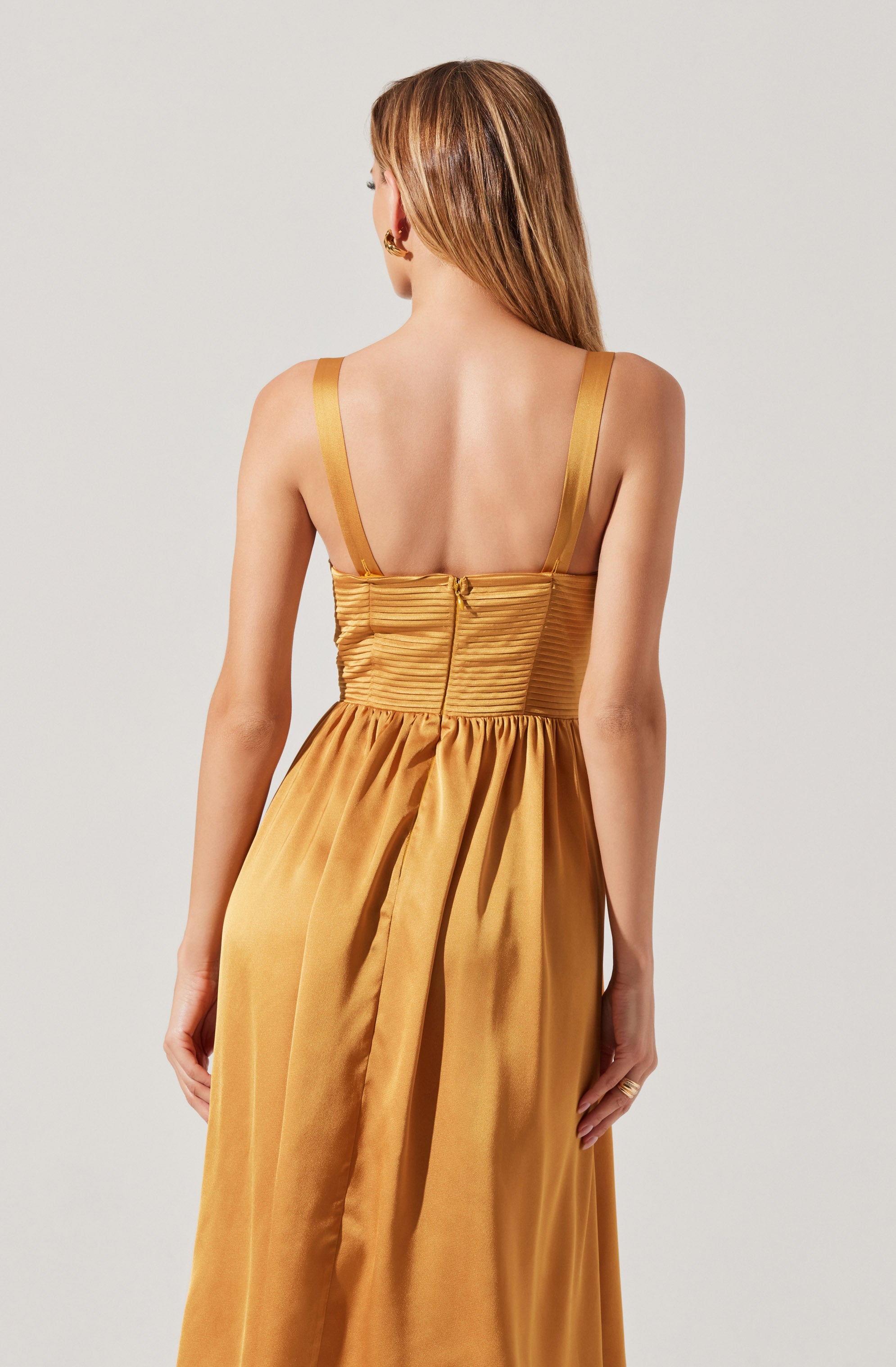 Pleated Bustier Midi Dress