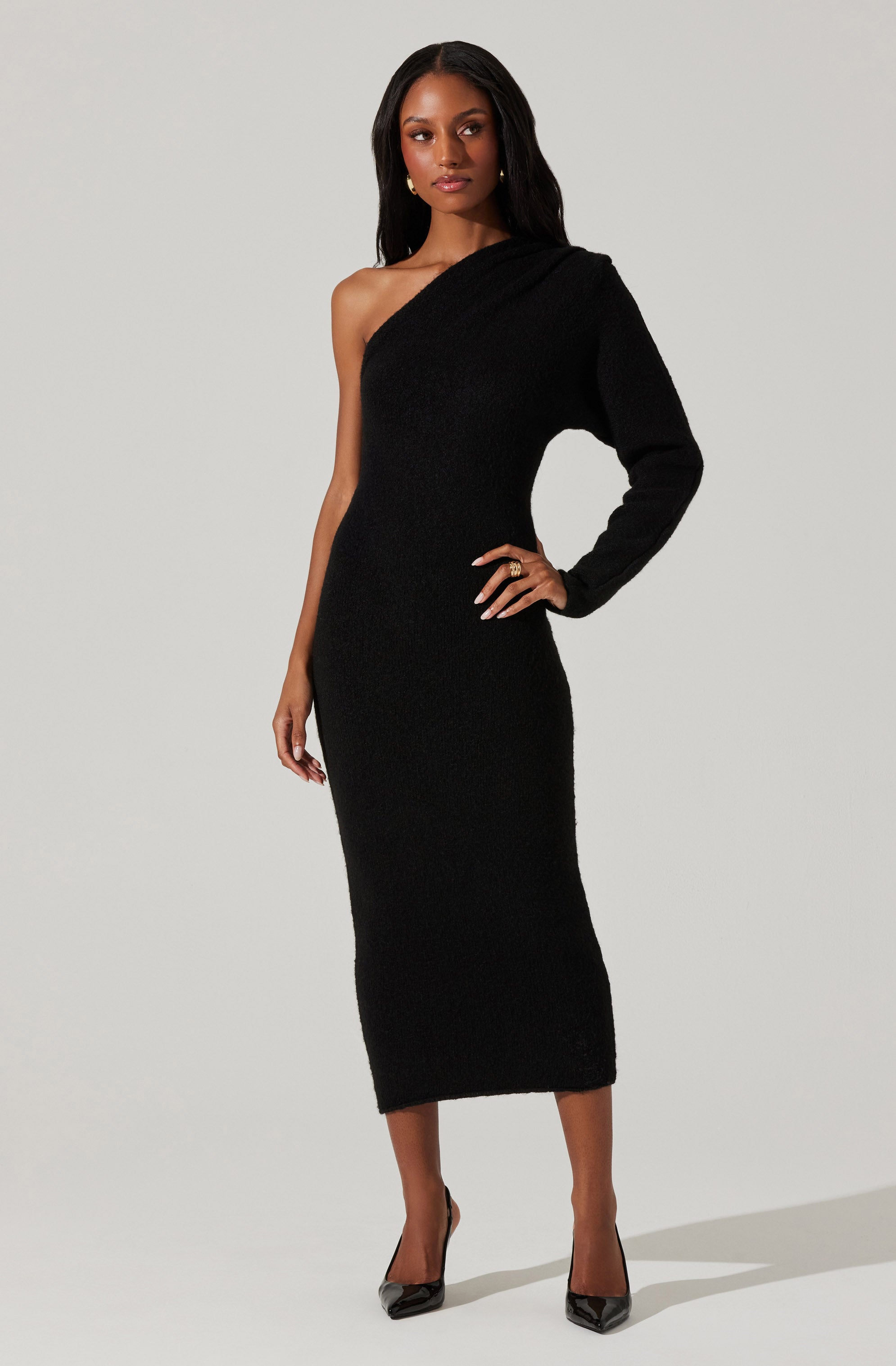 Finola One Shoulder Sweater Dress