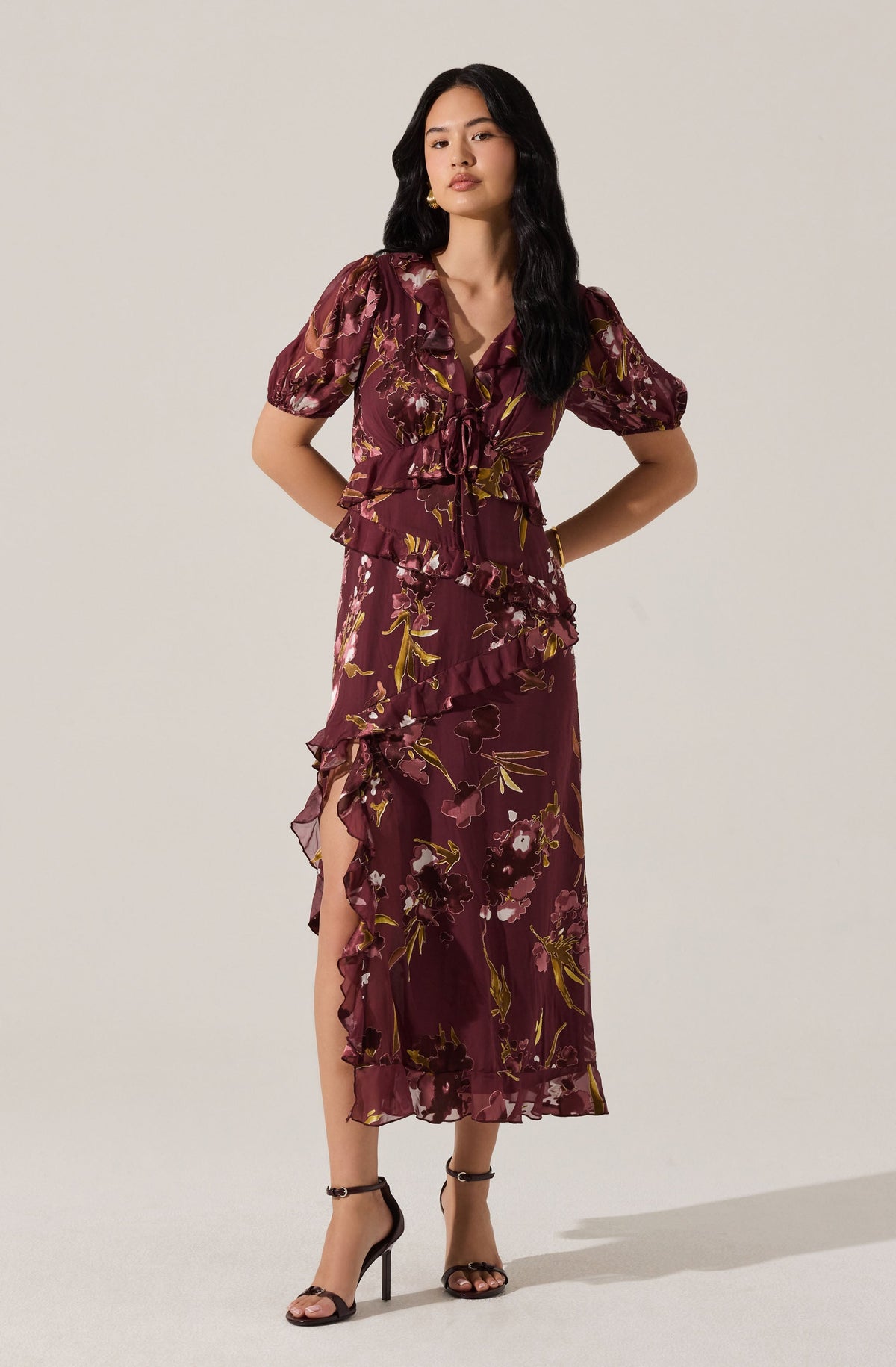 Bennet Ruffle Trim Midi Dress