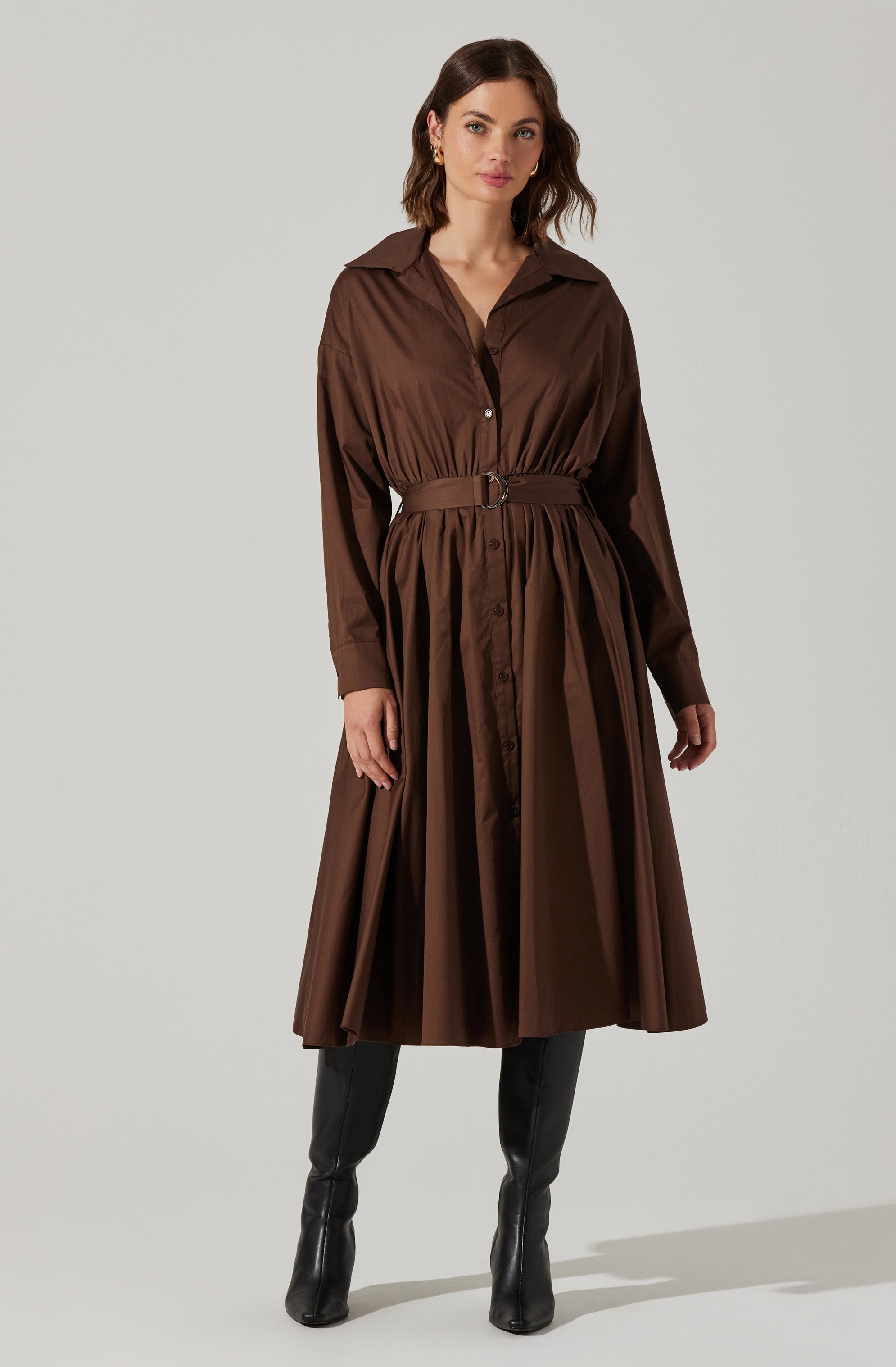 Darany Belted Midi Shirt Dress