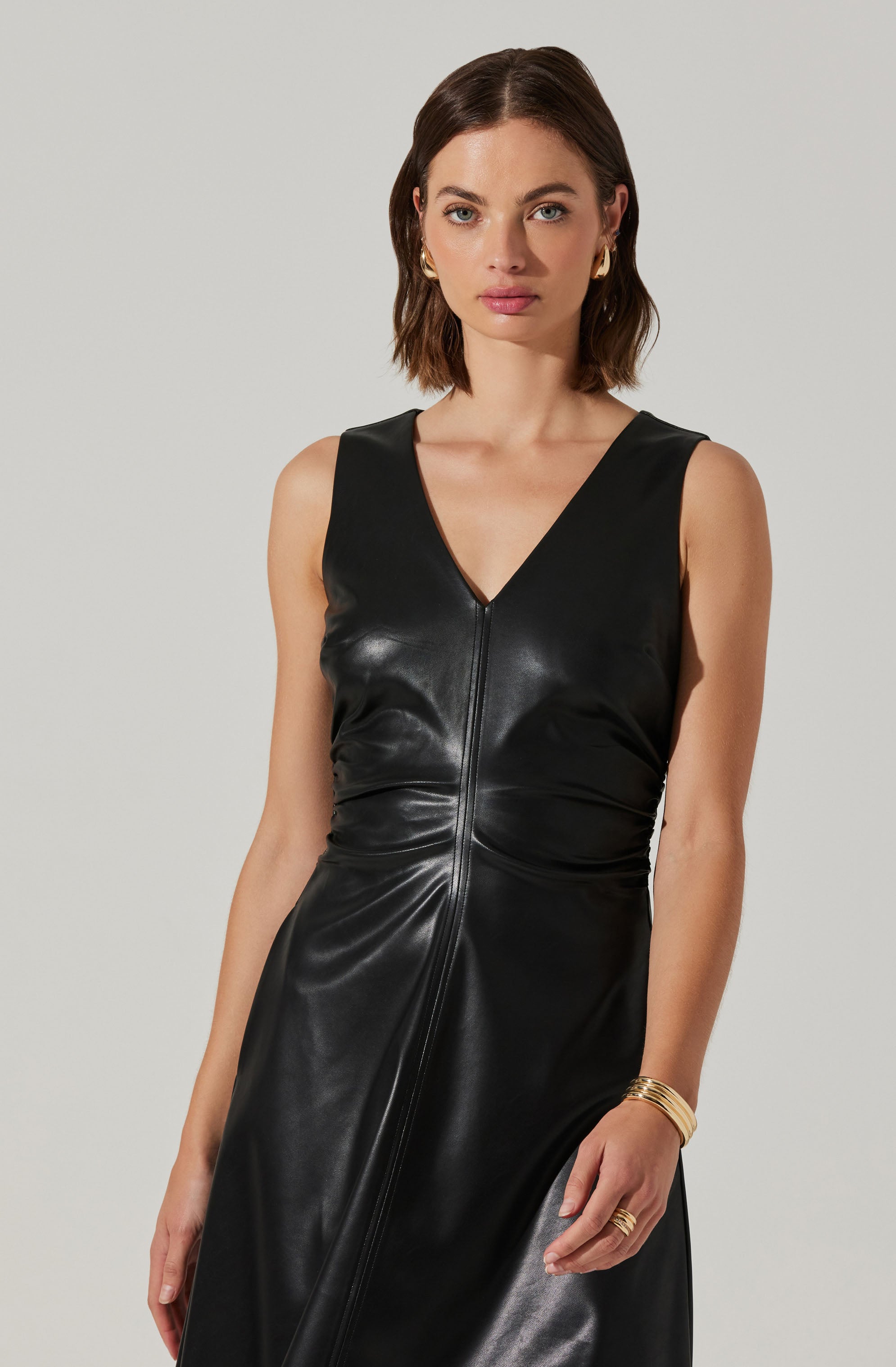 Omaira Faux Leather Midi Dress
