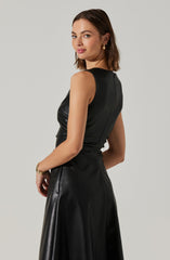 Omaira Faux Leather Midi Dress