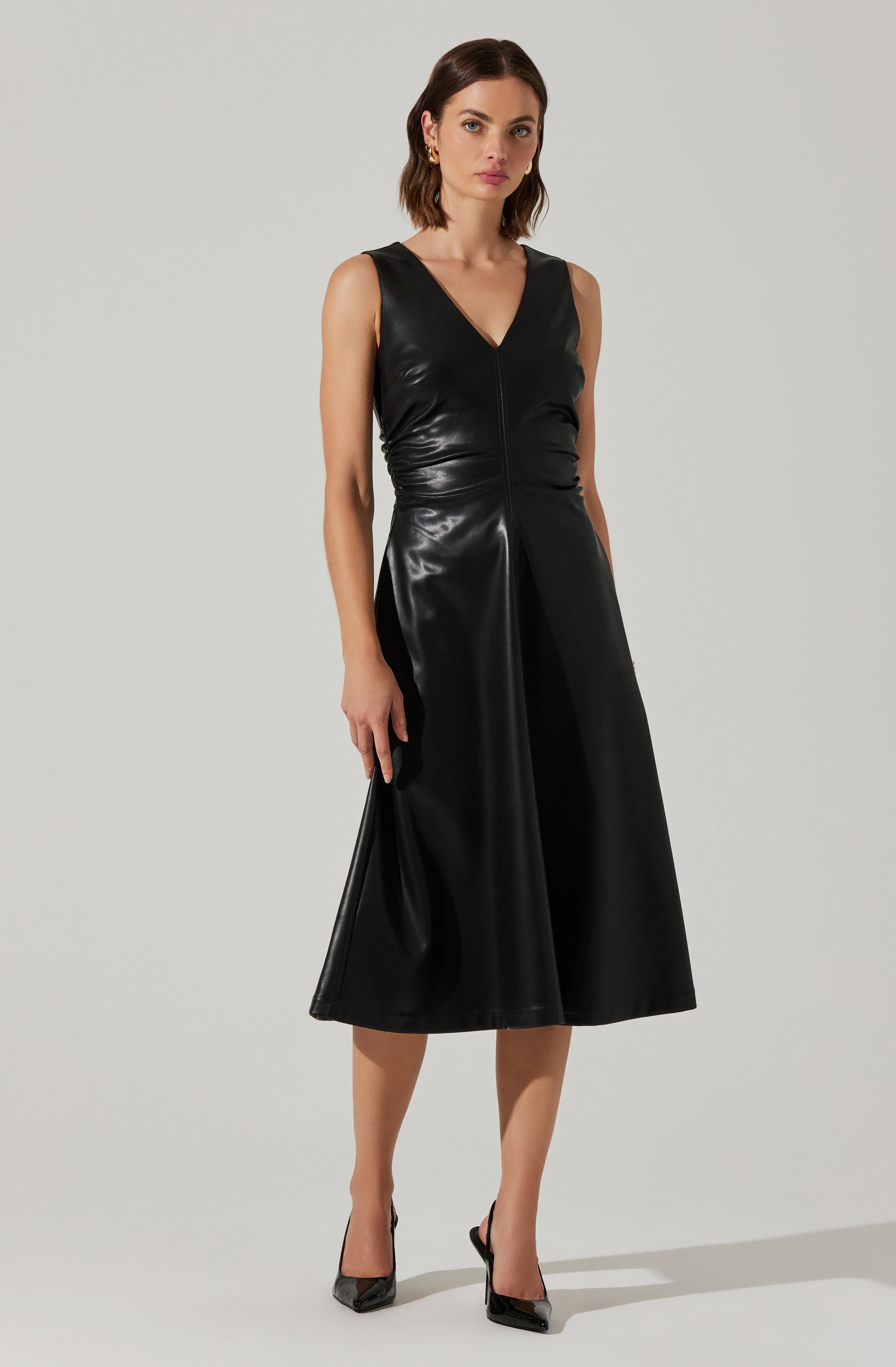 Omaira Faux Leather Midi Dress