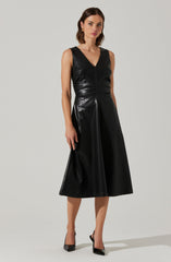Omaira Faux Leather Midi Dress