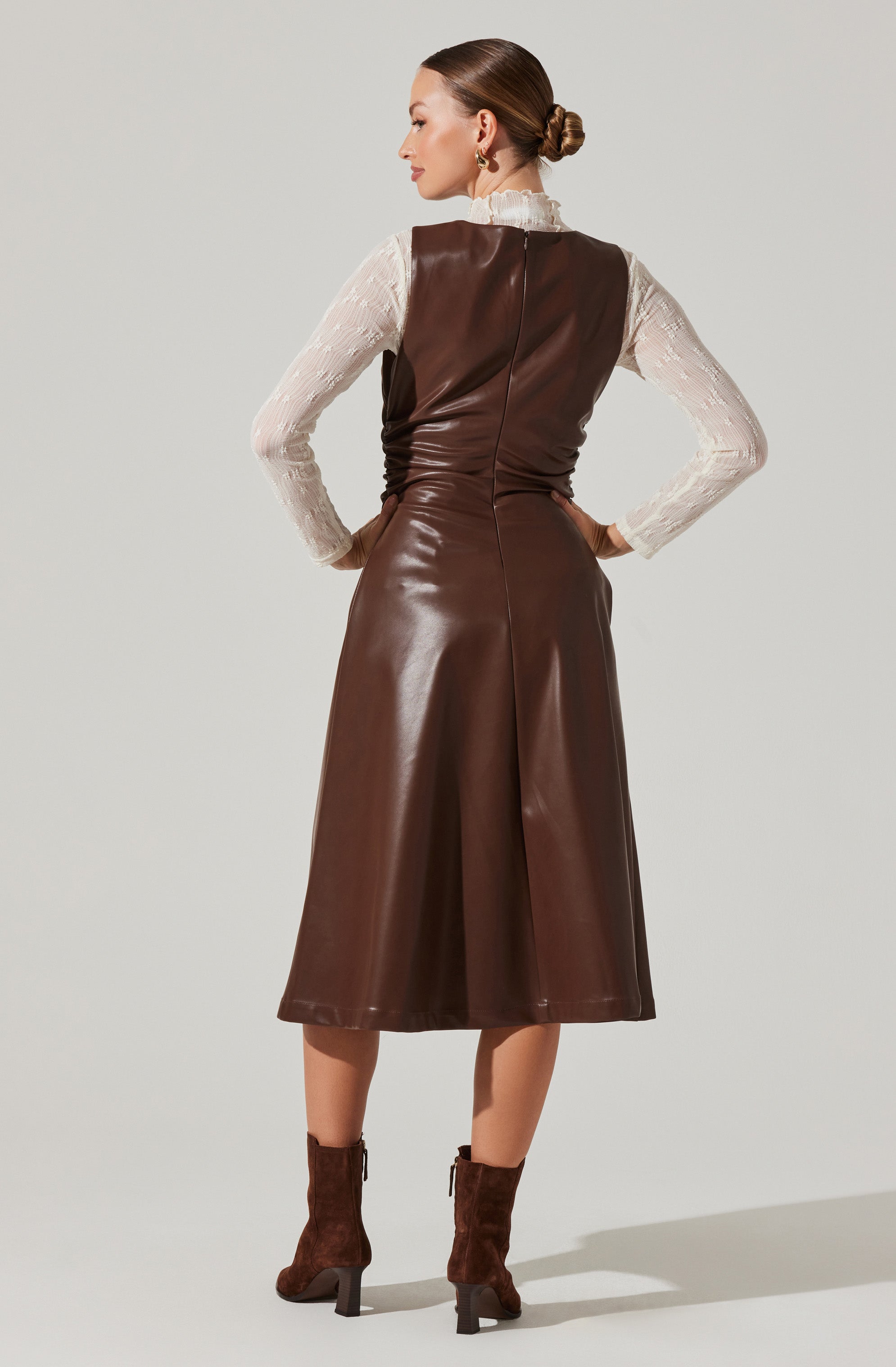 Omaira Faux Leather Midi Dress
