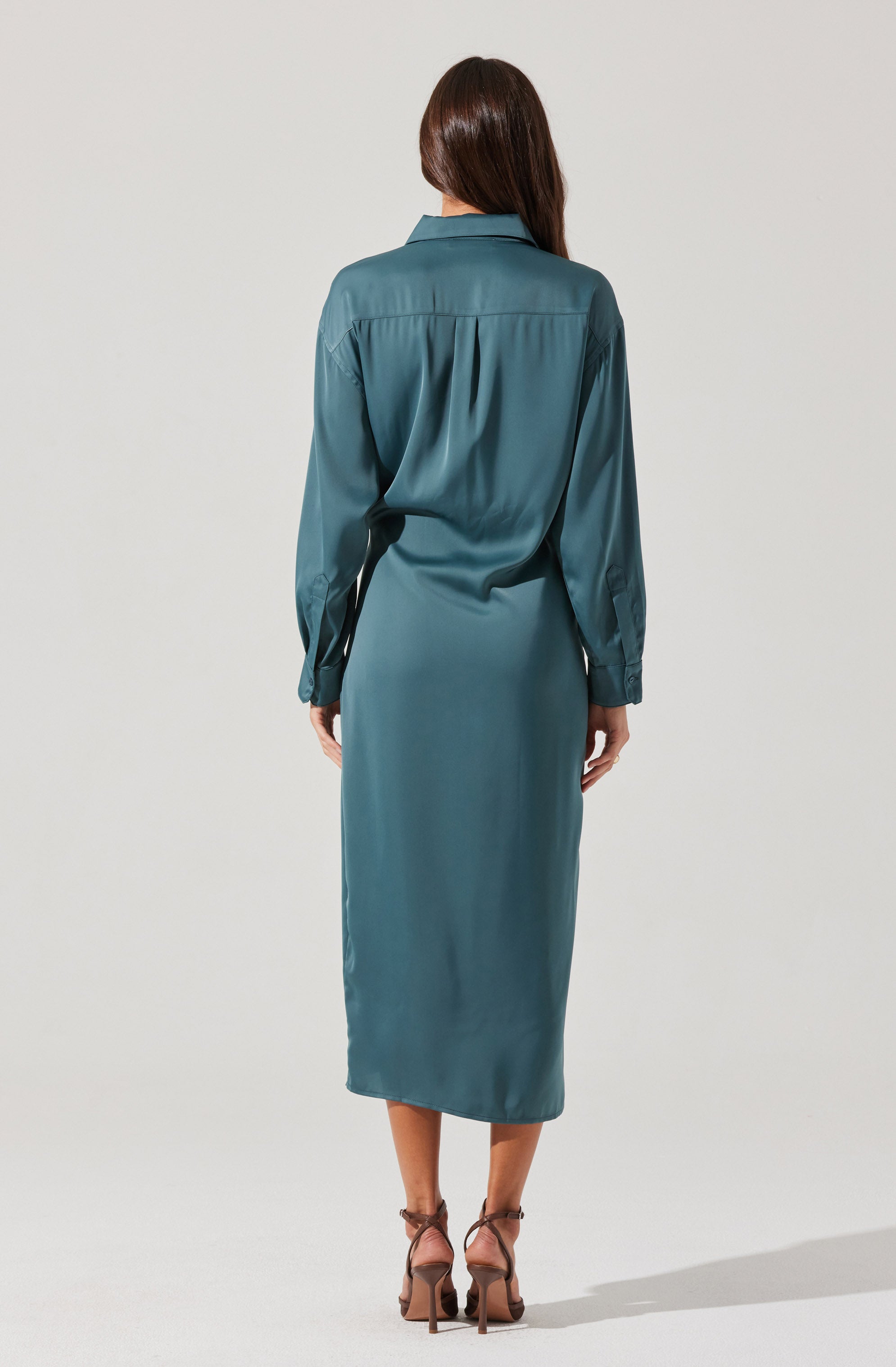 Ira Satin Wrap Shirt Dress
