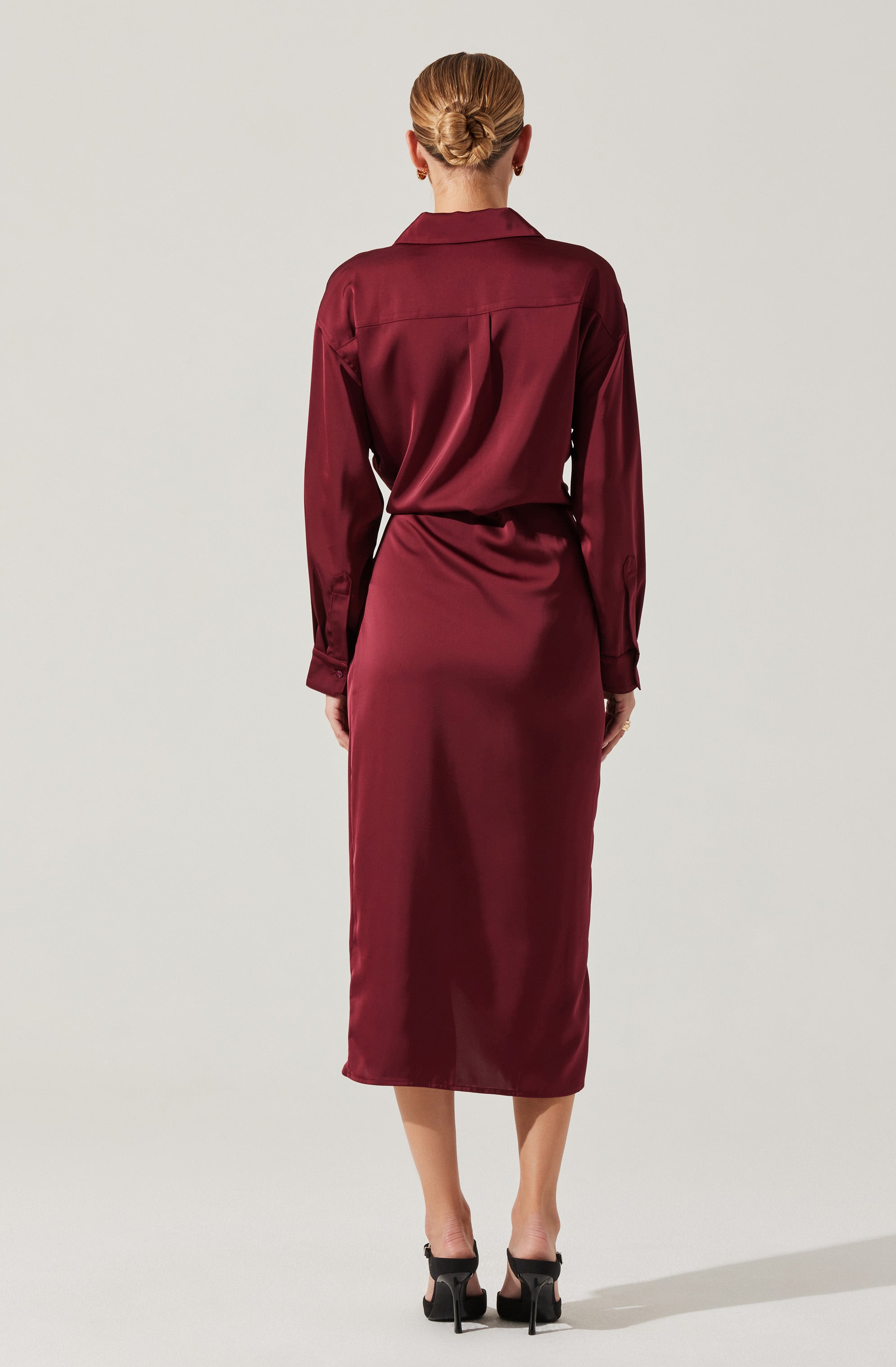 Ira Satin Wrap Shirt Dress