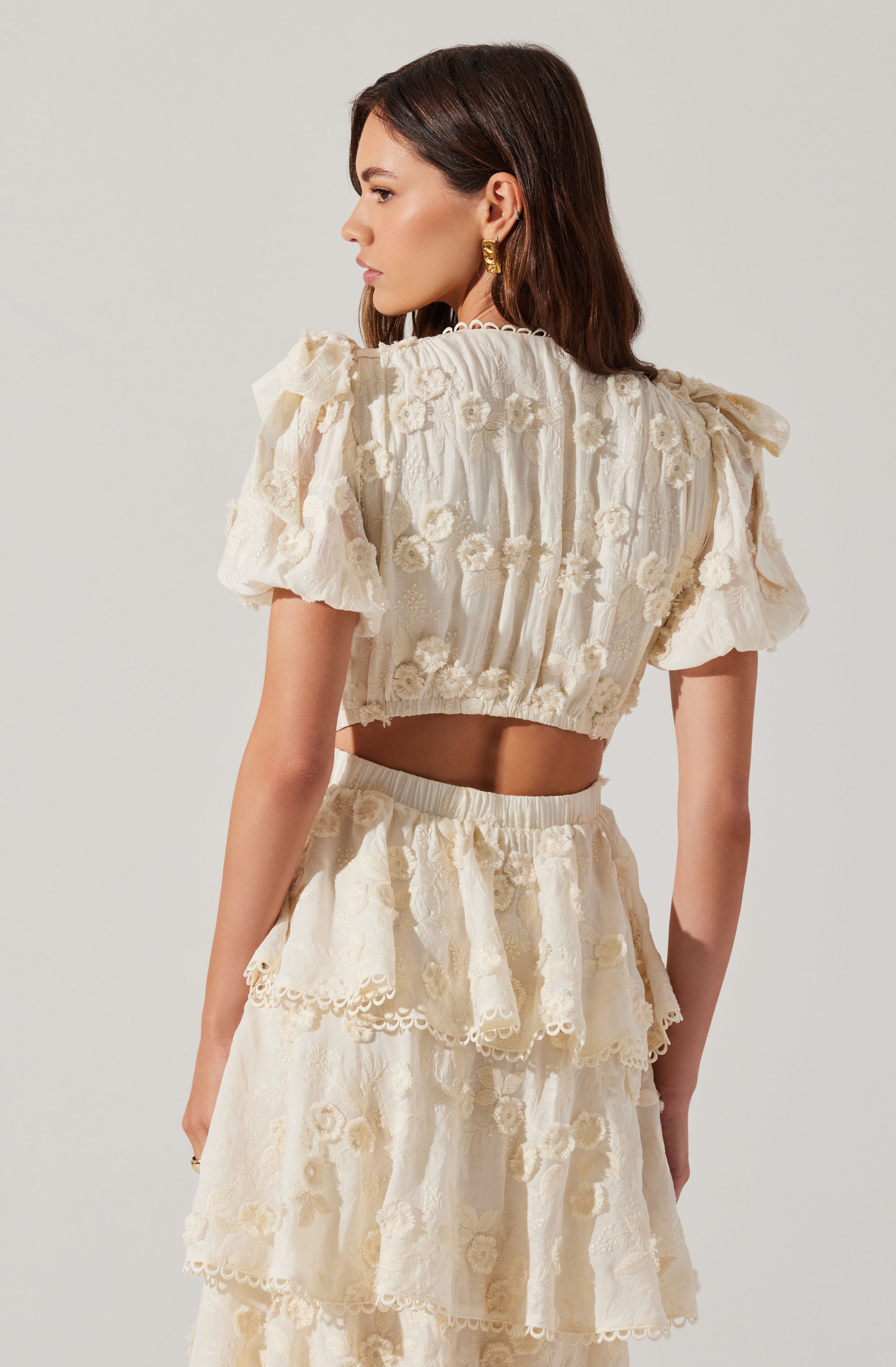 Arianell Embroidered Floral Tiered Dress