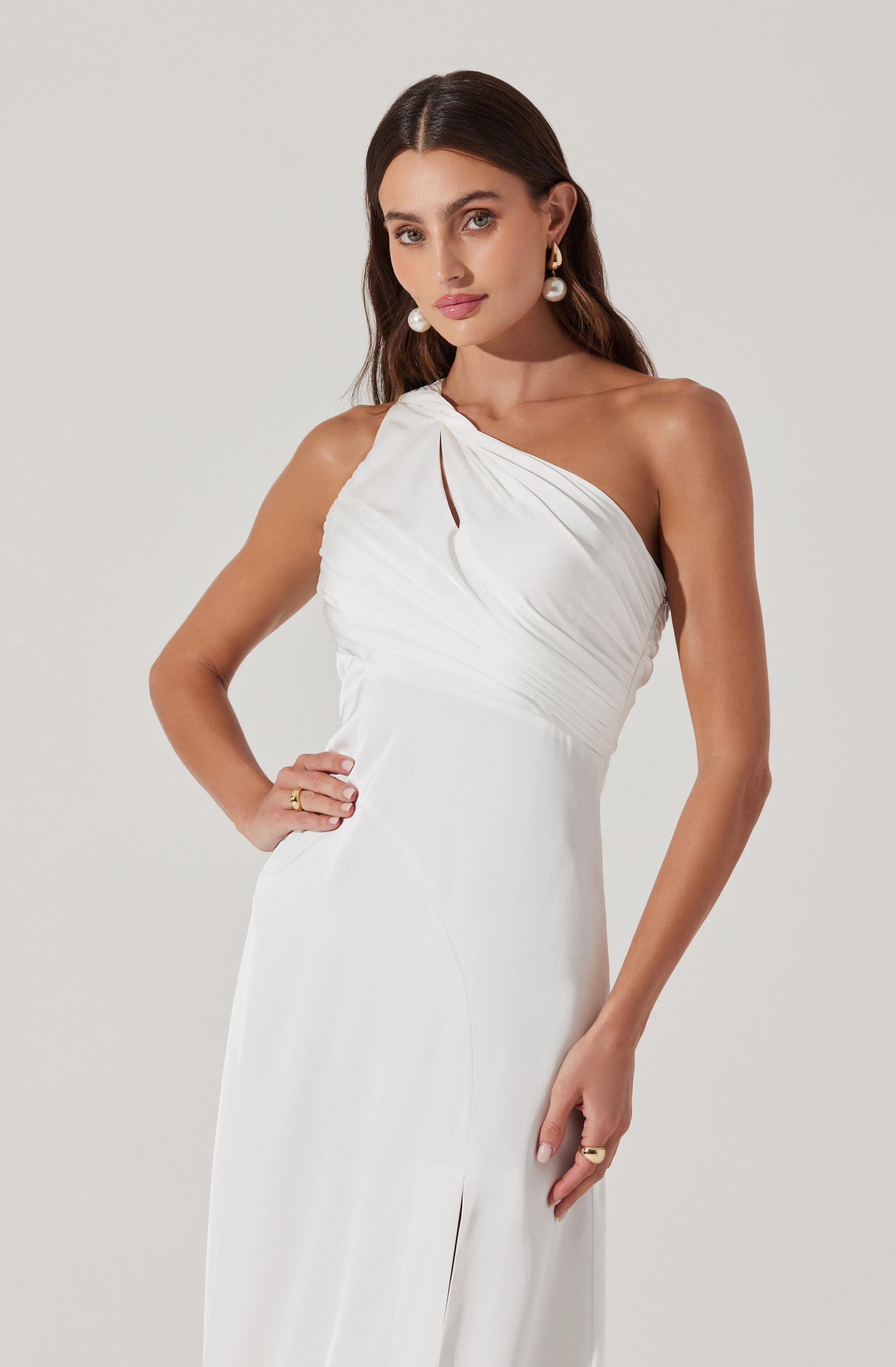 Atoila One Shoulder Satin Maxi Dress