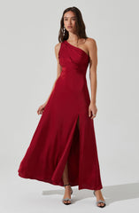 Atoila One Shoulder Satin Maxi Dress