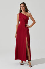 Atoila One Shoulder Satin Maxi Dress