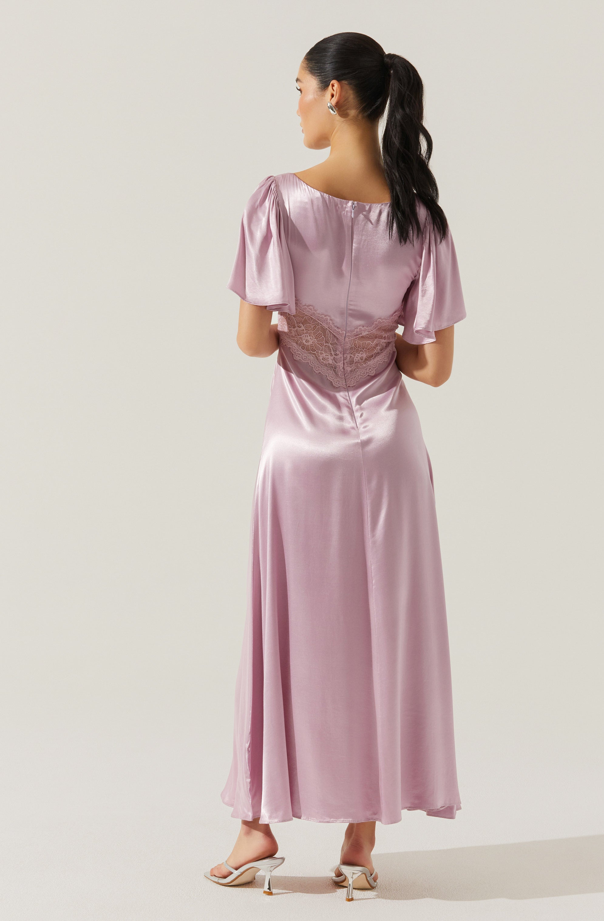 Aurelia Satin V-Neck Midi Dress