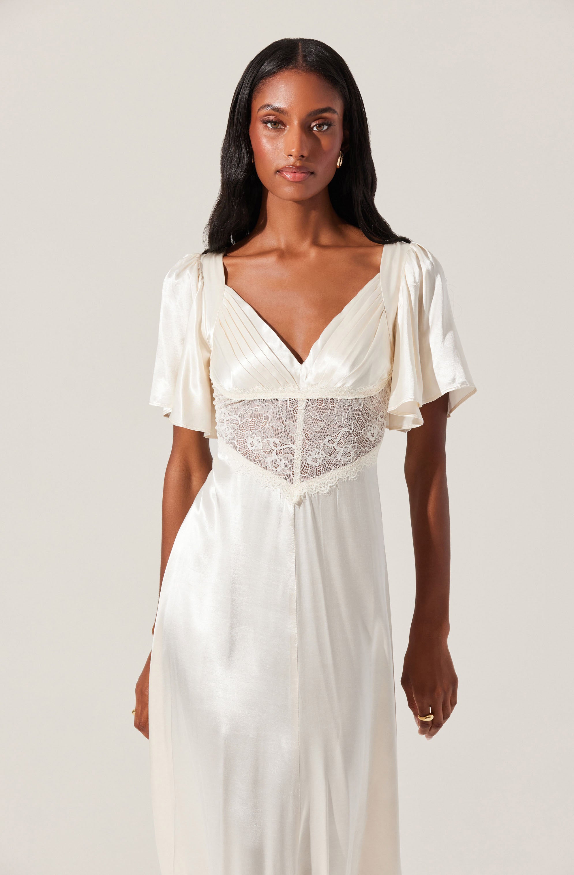 Aurelia Satin V-Neck Midi Dress