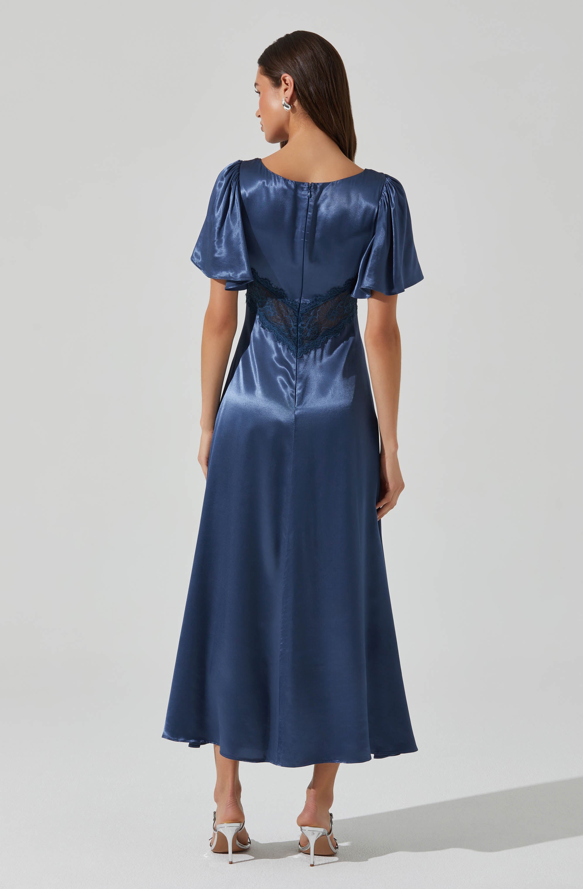 Aurelia Satin V-Neck Midi Dress